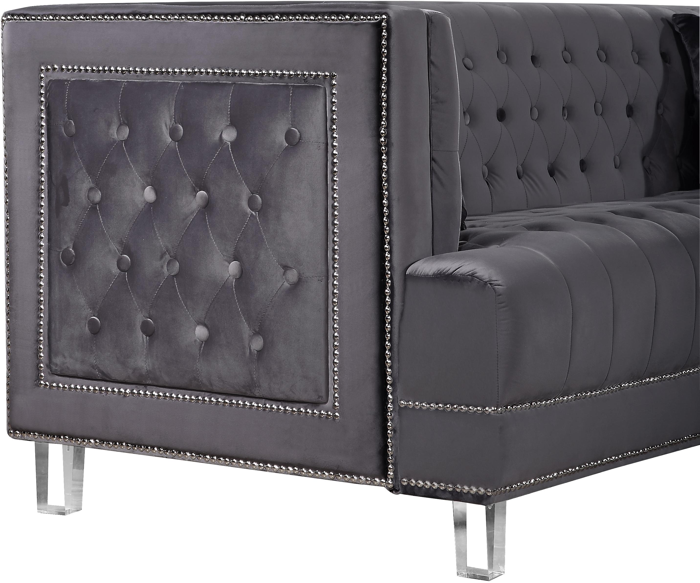 

        
Meridian Furniture 609 Lucas Grey Sofa and Loveseat Set Gray Velvet 00647899945113
