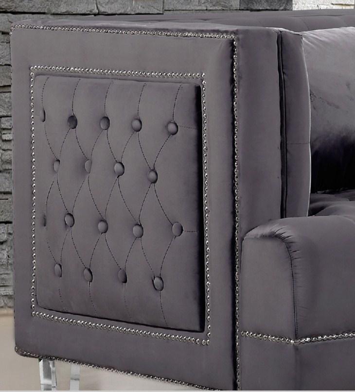 

        
00647899945113Grey Velvet Fabric Sofa Set w/Ottoman 4Pcs Modern Meridian Furniture 609 Lucas
