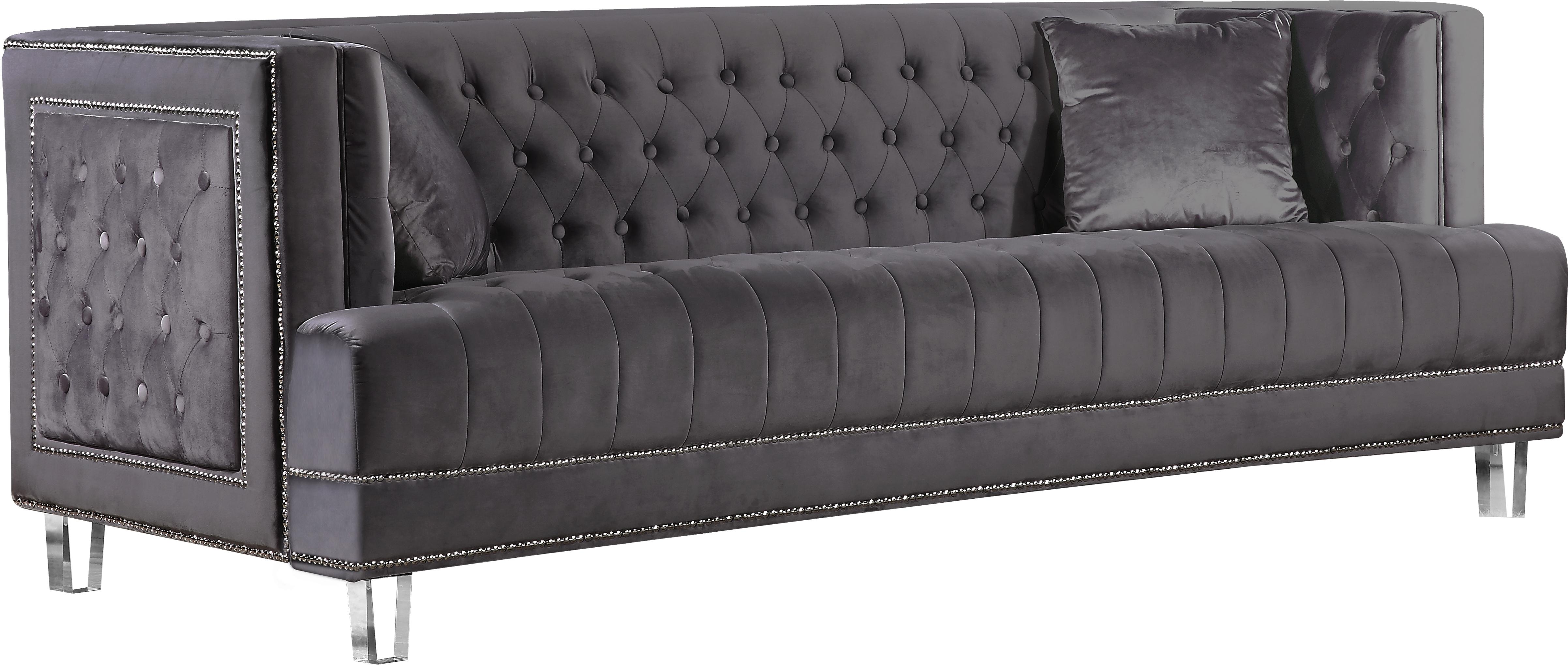 

    
609-Lucas-Grey-Set-4 Grey Velvet Fabric Sofa Set w/Ottoman 4Pcs Modern Meridian Furniture 609 Lucas
