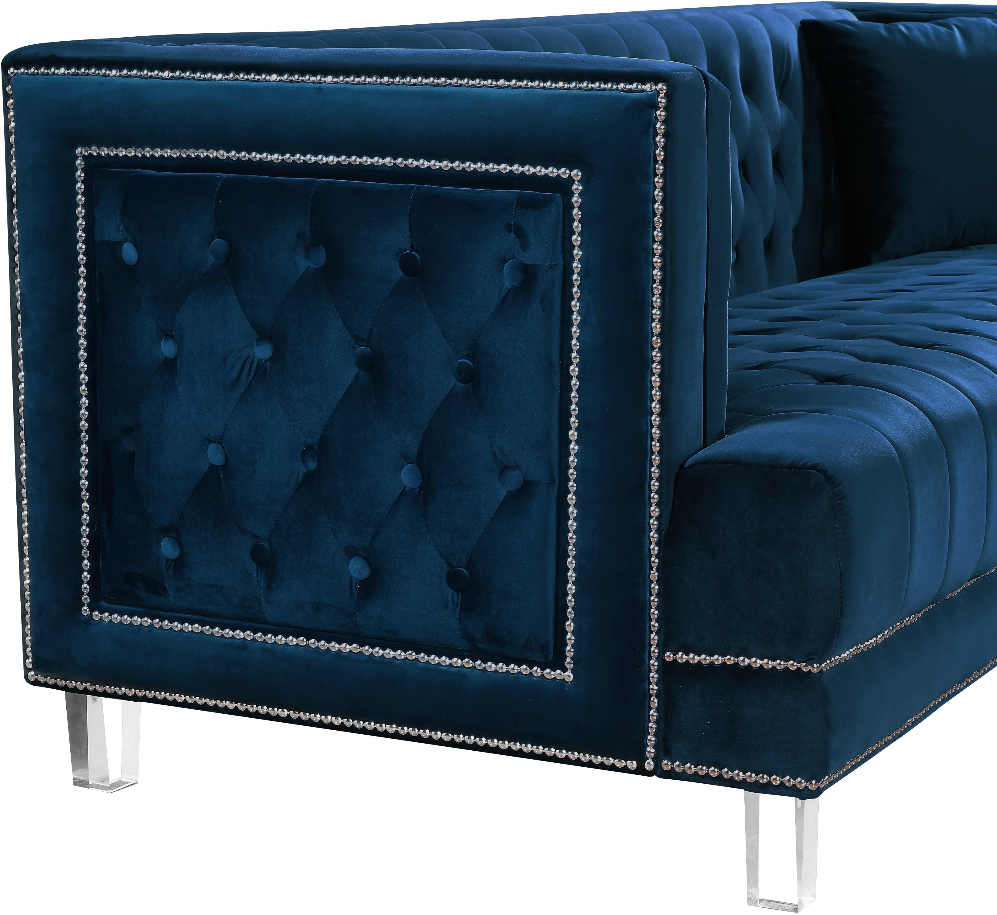 

        
Meridian Furniture 609 Lucas Navy Sofa Loveseat Chair and Ottoman Set Navy Velvet 00647899945076
