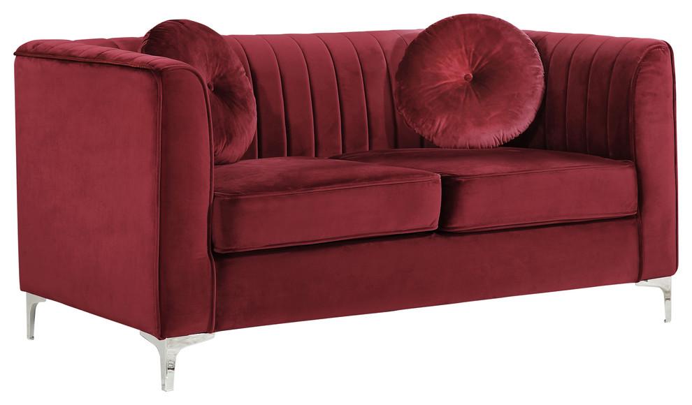 

        
Meridian Furniture Isabelle 612Burg-S-Set-2 Sofa Set Burgundy Velvet 00647899945243
