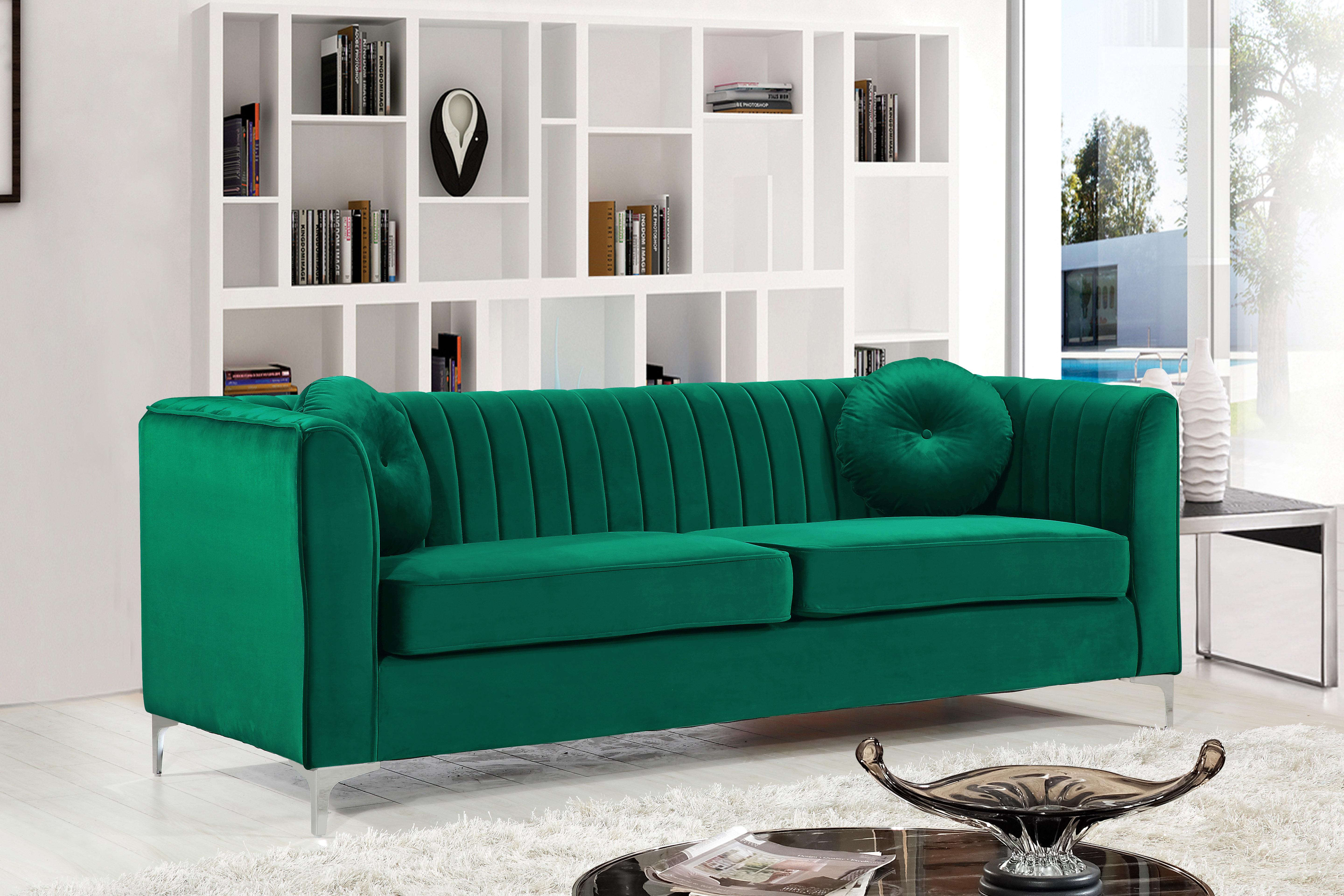 

    
Green Velvet Sofa Set 2Pcs Isabelle 612Green-S Meridian Contemporary Modern

