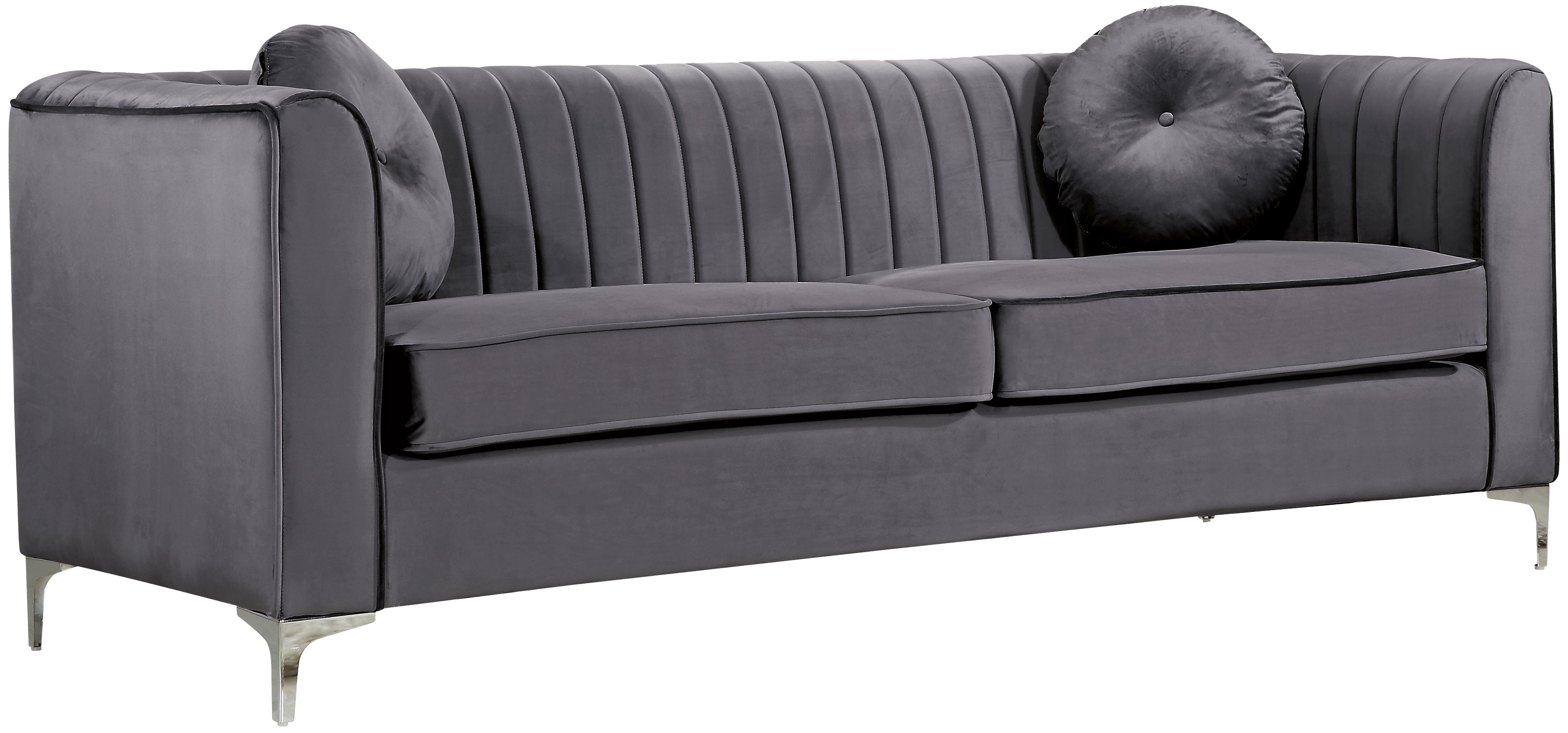 

    
Grey Velvet Sofa Set 2Pcs Isabelle 612Grey-S Meridian Contemporary Modern
