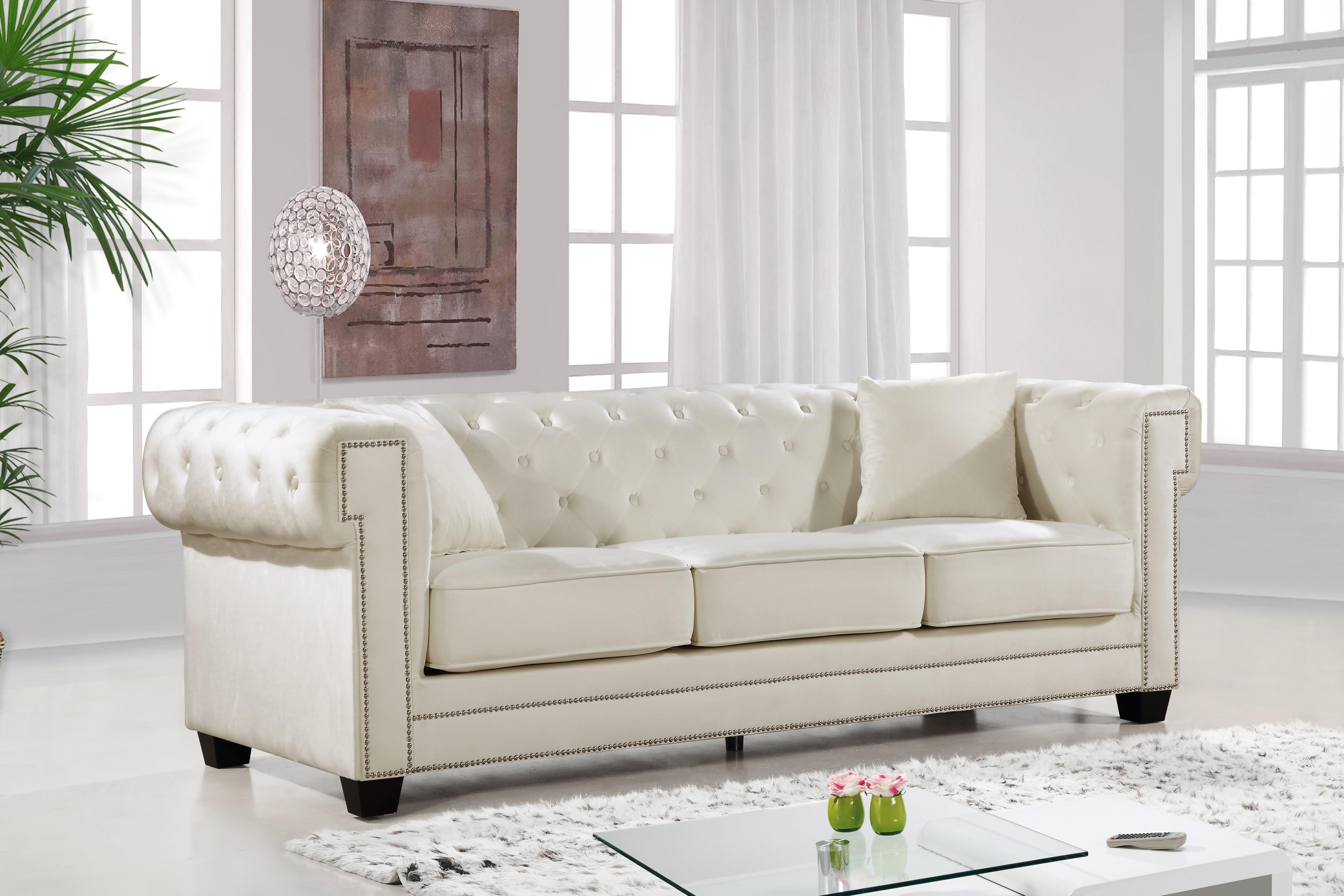 

    
Cream Tufted Velvet Sofa Set 2Pcs Bowery 614Cream-S Meridian Contemporary Modern
