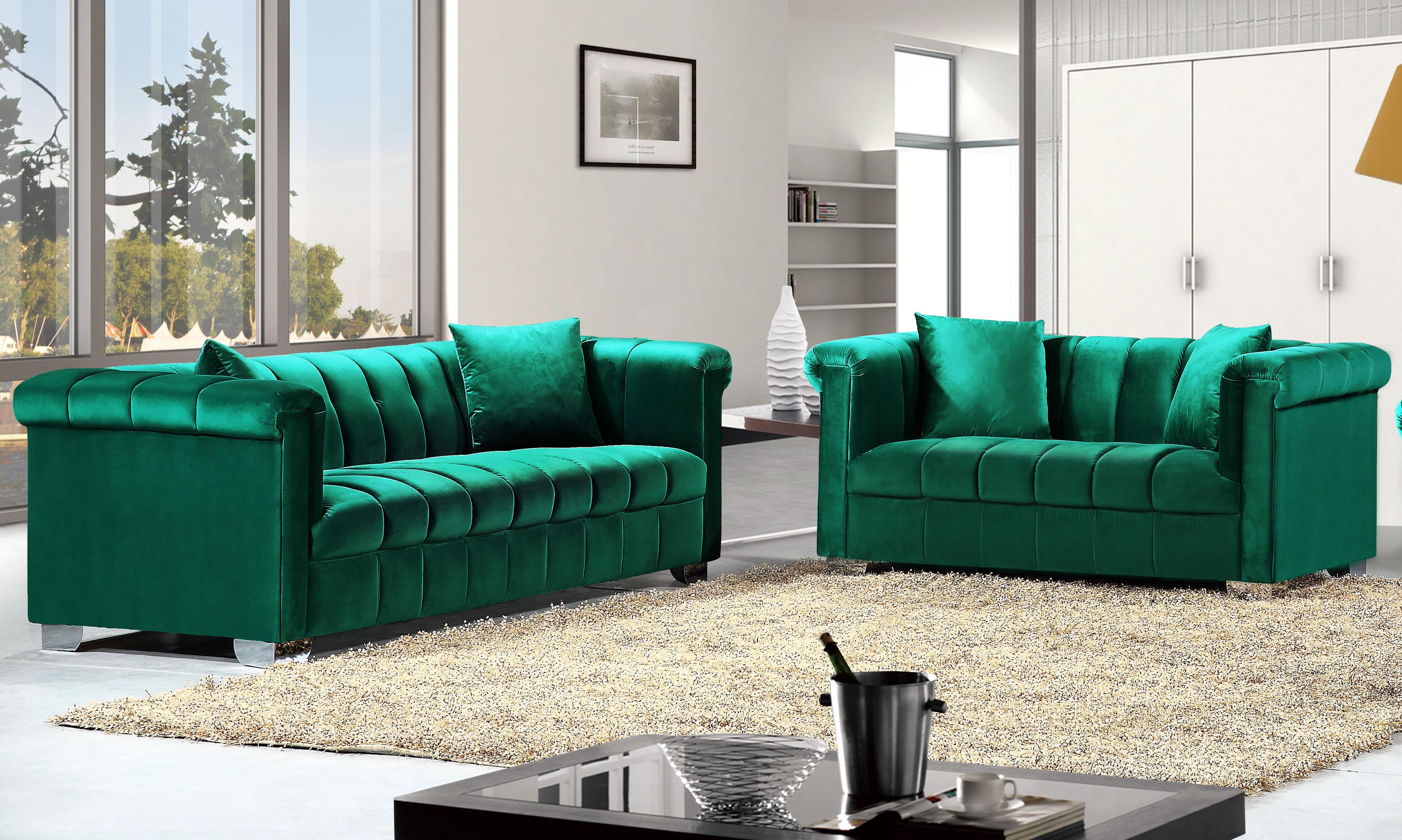 

    
Green Velvet Tufted Sofa Set 2Pcs Kayla 615Green-S Meridian Modern Contemporary
