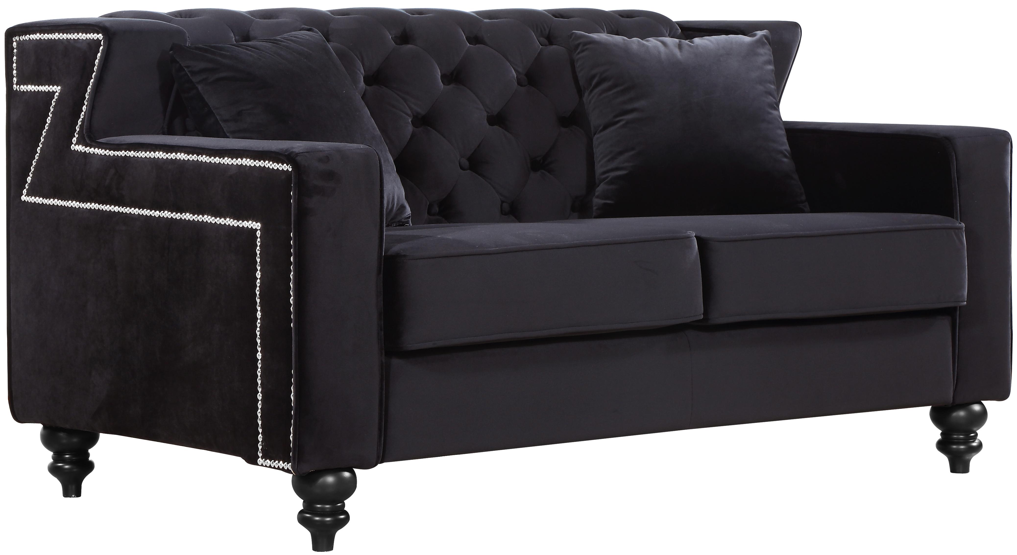 

        
Meridian Furniture 616 Harley Black Sofa Loveseat Black Soft Velvet 00647899945571
