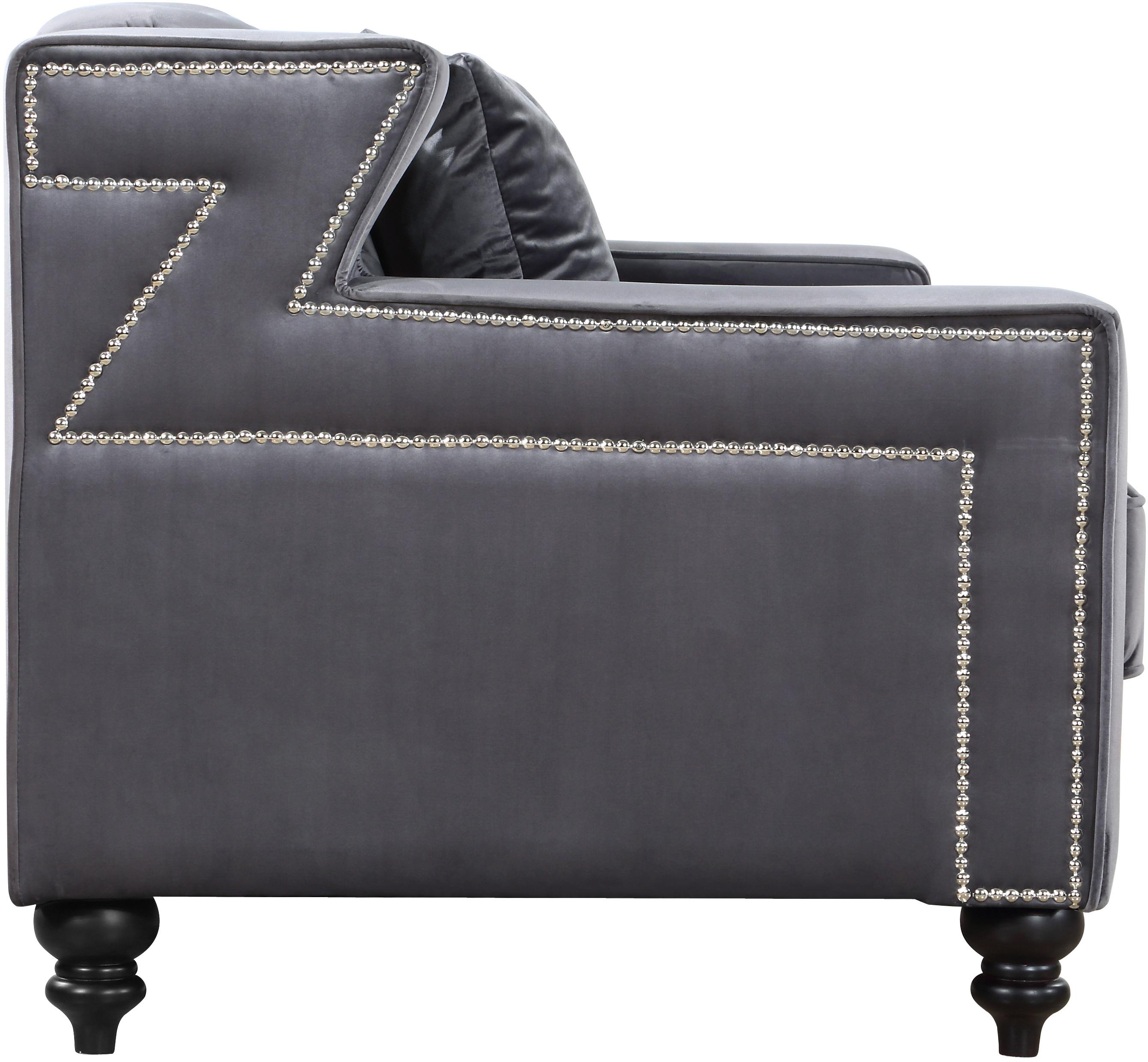 

    
Meridian Furniture 616 Harley Grey Velvet Tufted Sofa Loveseat & Chair Set 3Pcs
