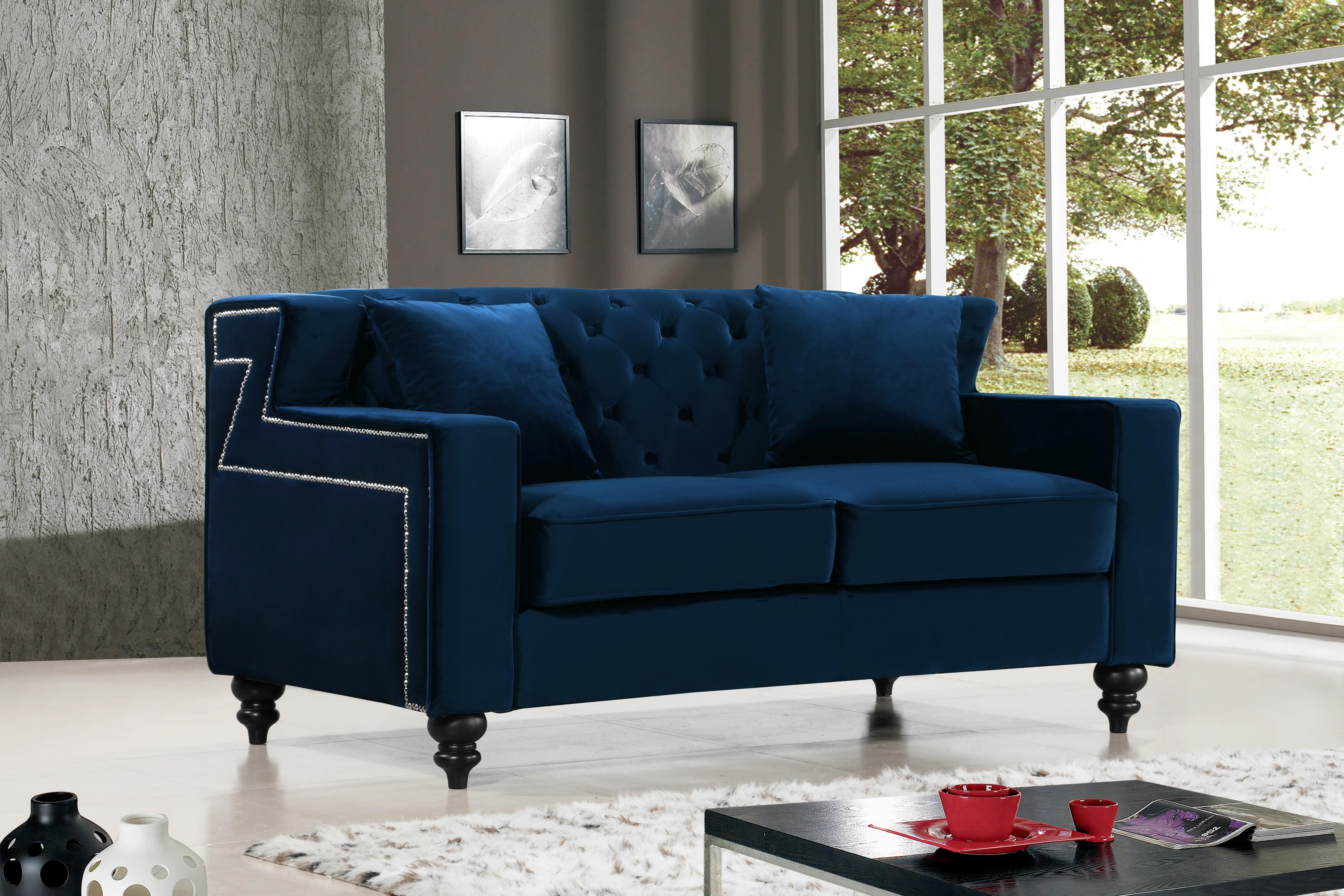 

        
Meridian Furniture 616 Harley Navy Sofa Loveseat Navy Soft Velvet 00647899945519
