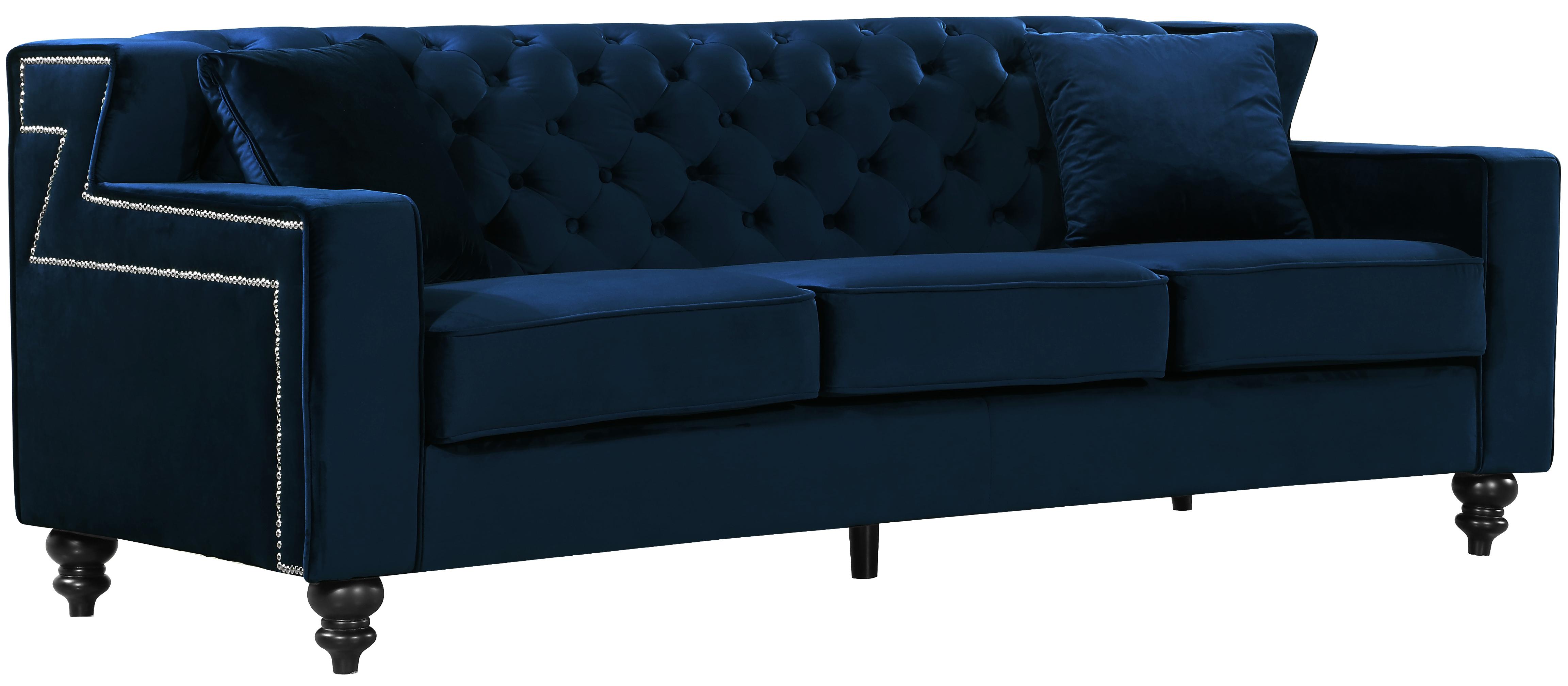 

    
 Order  Meridian Furniture 616 Harley Navy Velvet Tufted Sofa Loveseat & Chair Set 3Pcs

