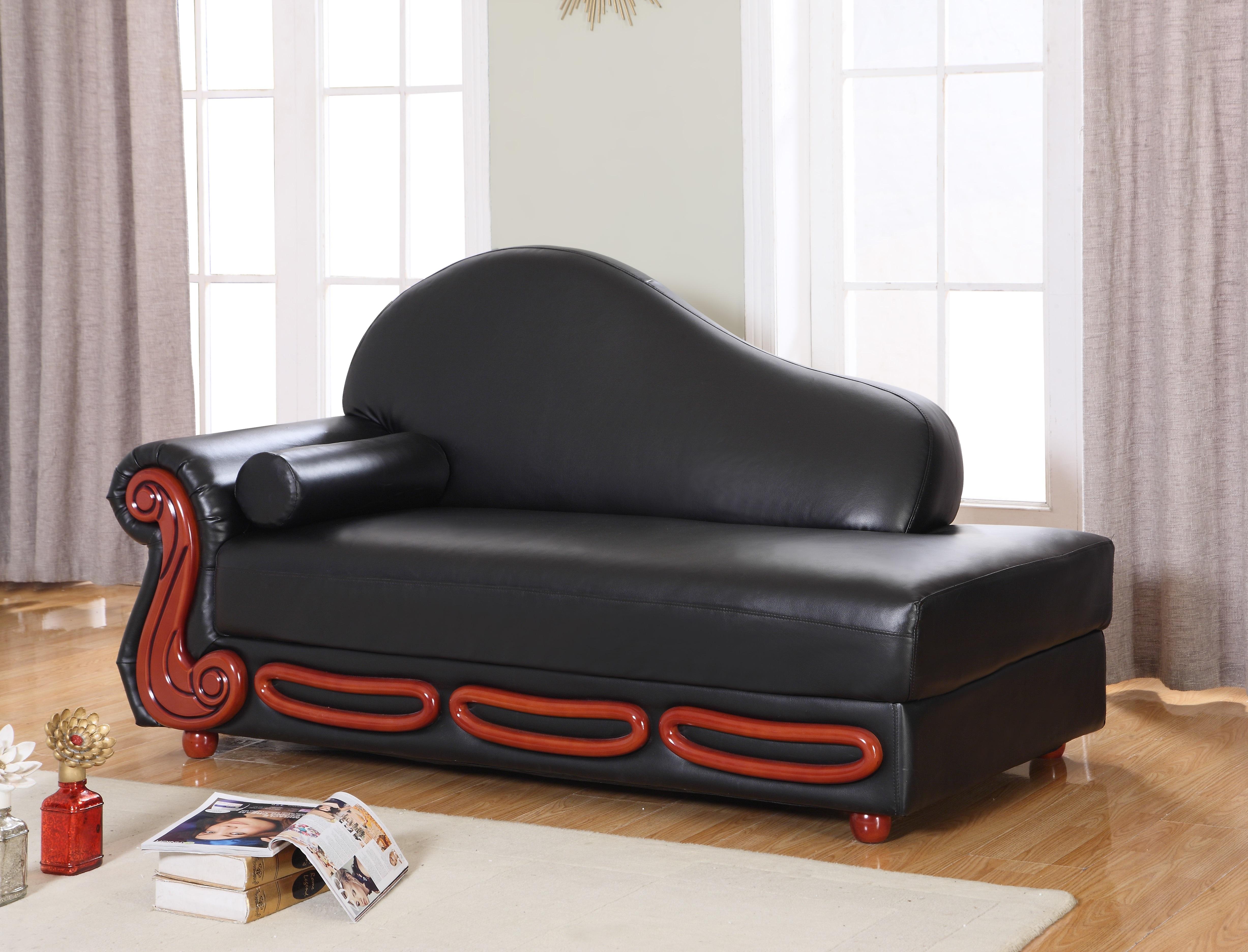 

    
Meridian 632 Bella Black Bonded Leather Living Room Chaise Traditional Classic
