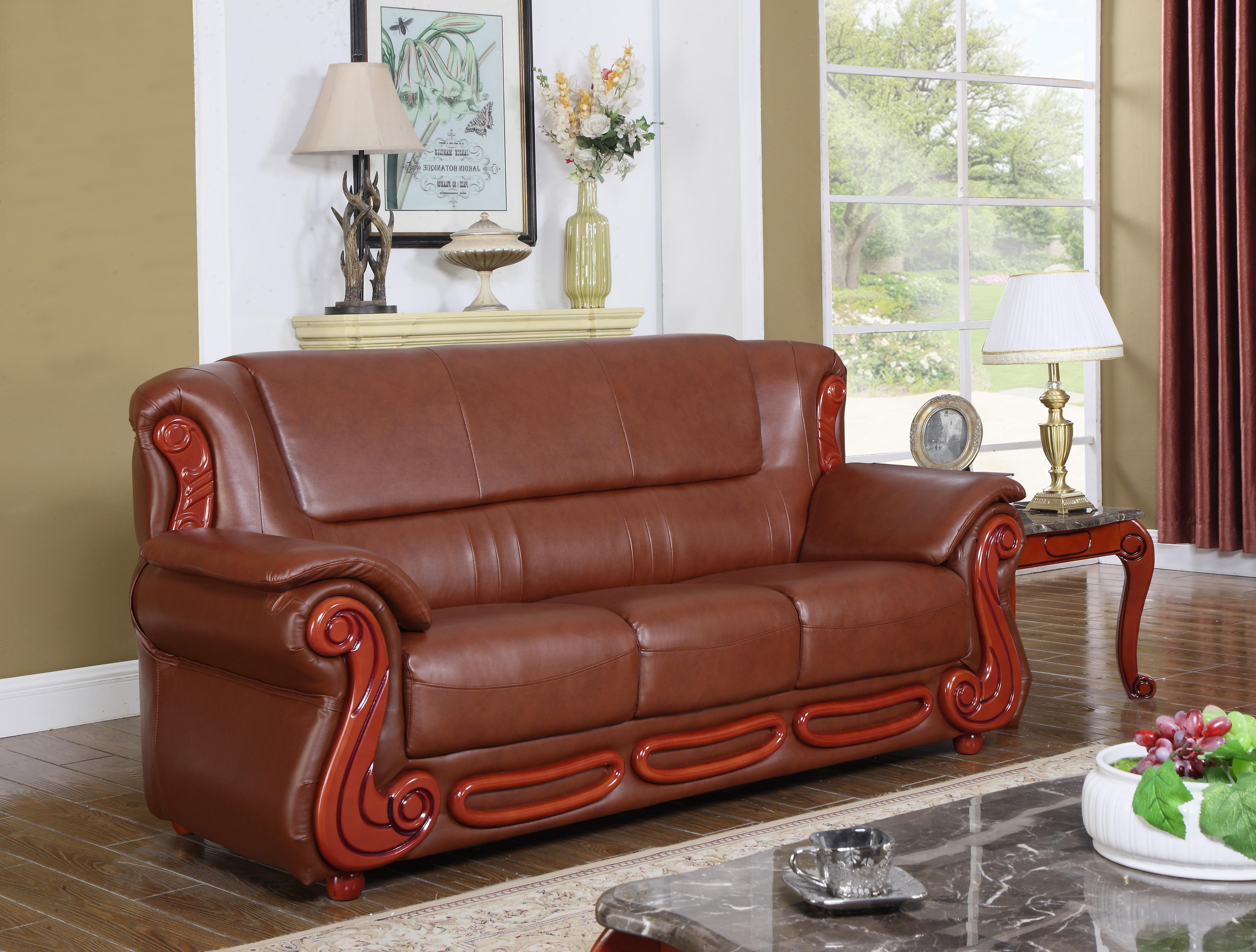 

    
Meridian 632 Bella Brown Bonded Leather Living Room Set 2Ps Traditional Classic

