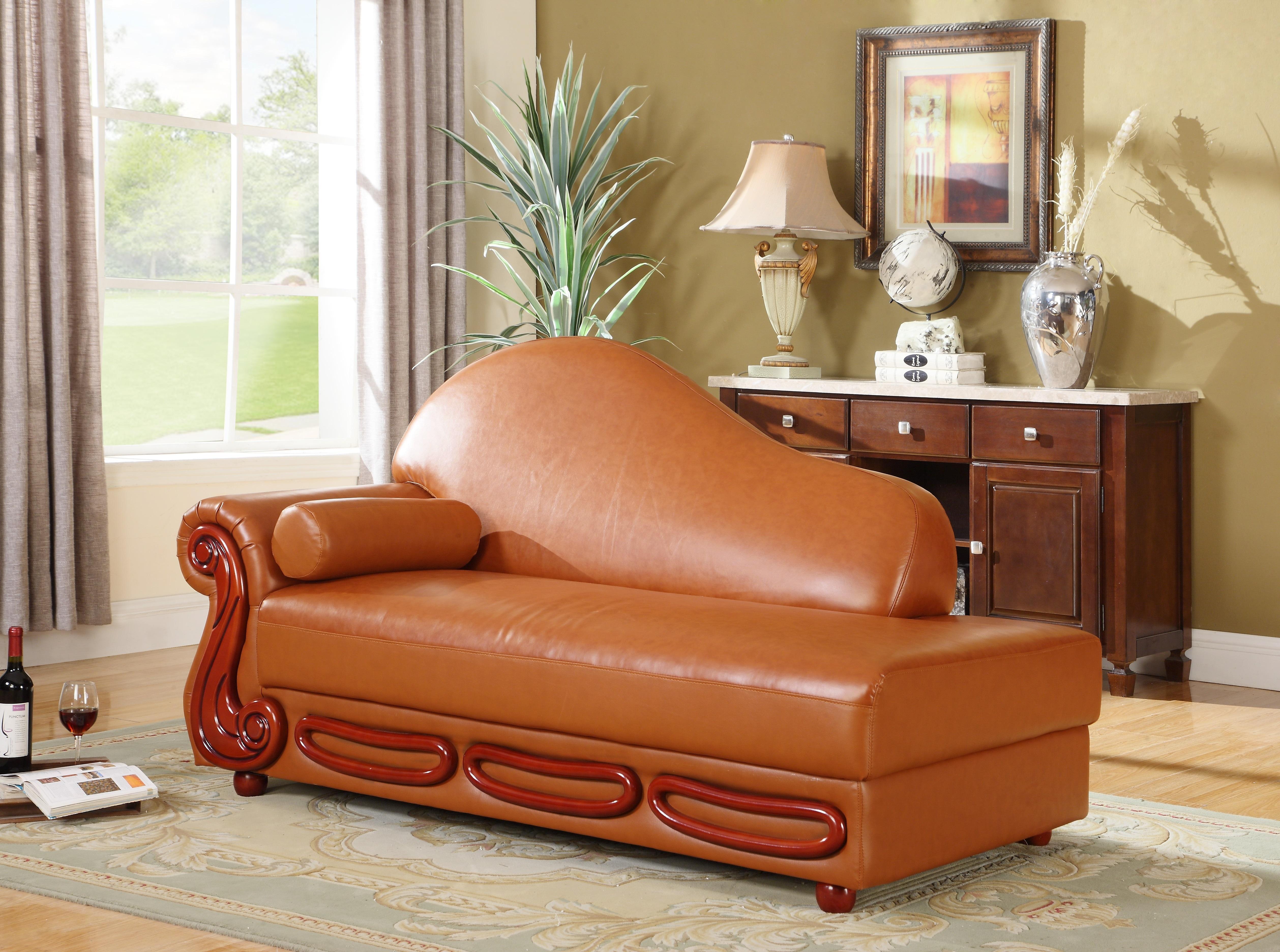

    
Meridian 632 Bella Cognac Bonded Leather Chaise Traditional Classic

