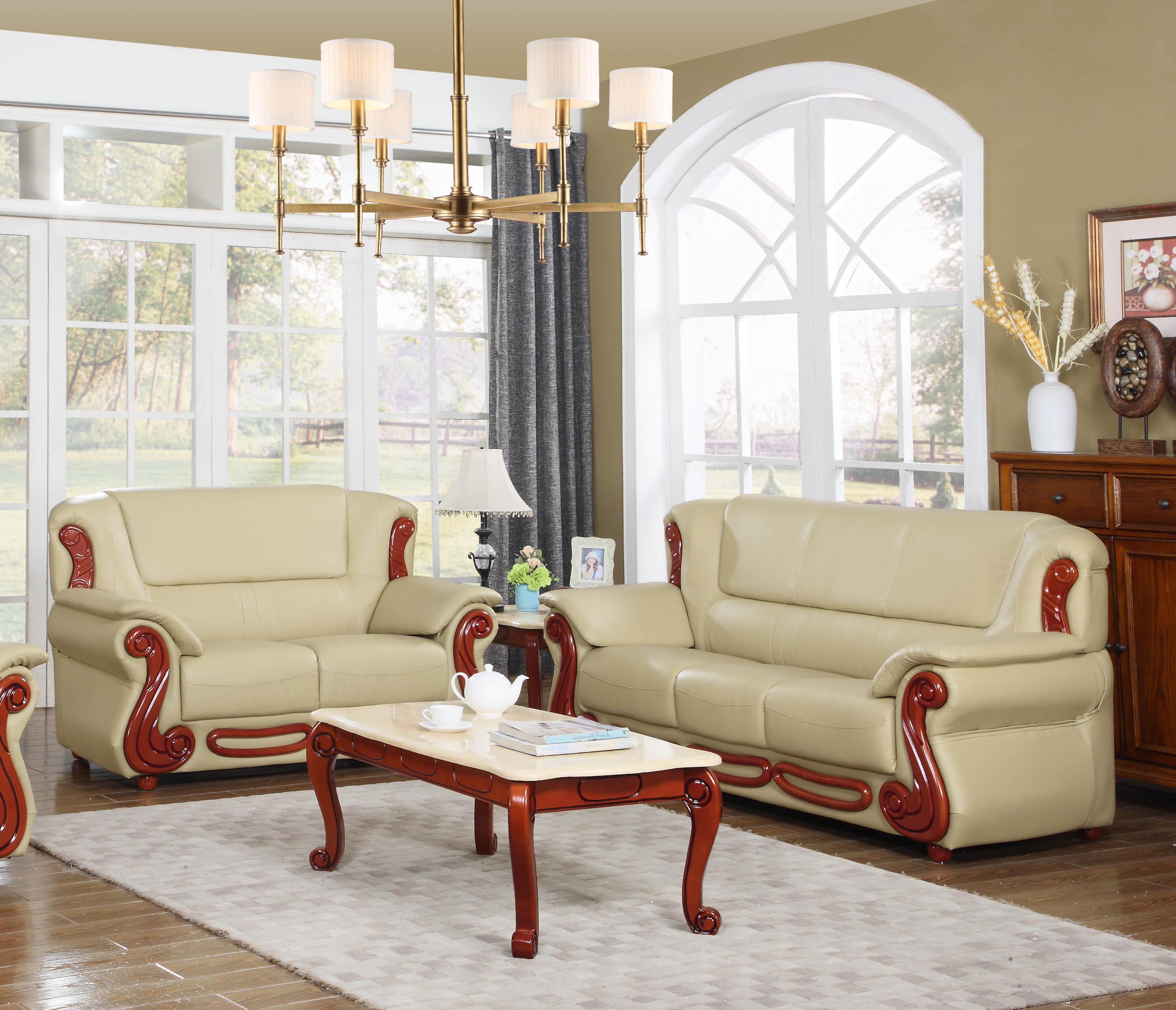 

    
Meridian 632 Bella Khaki Bonded Leather Living Room Set 2Ps Traditional Classic
