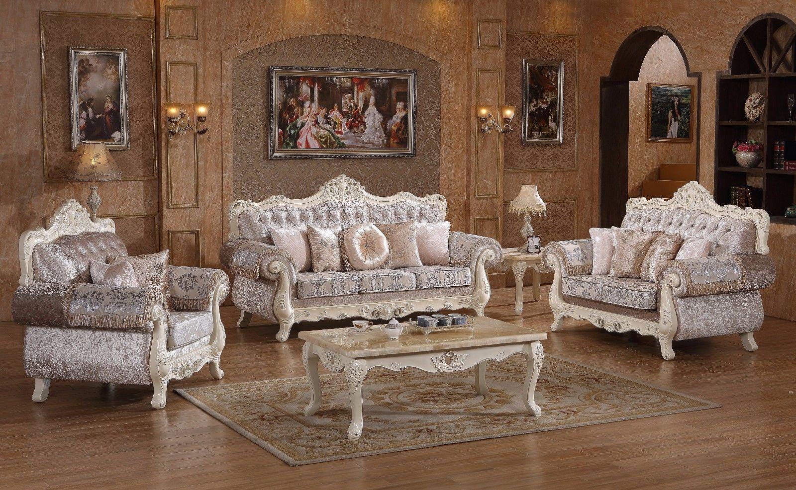 

    
Meridian 638 Venice Silver Crystal Living Room Set 3Pcs Traditional Classic
