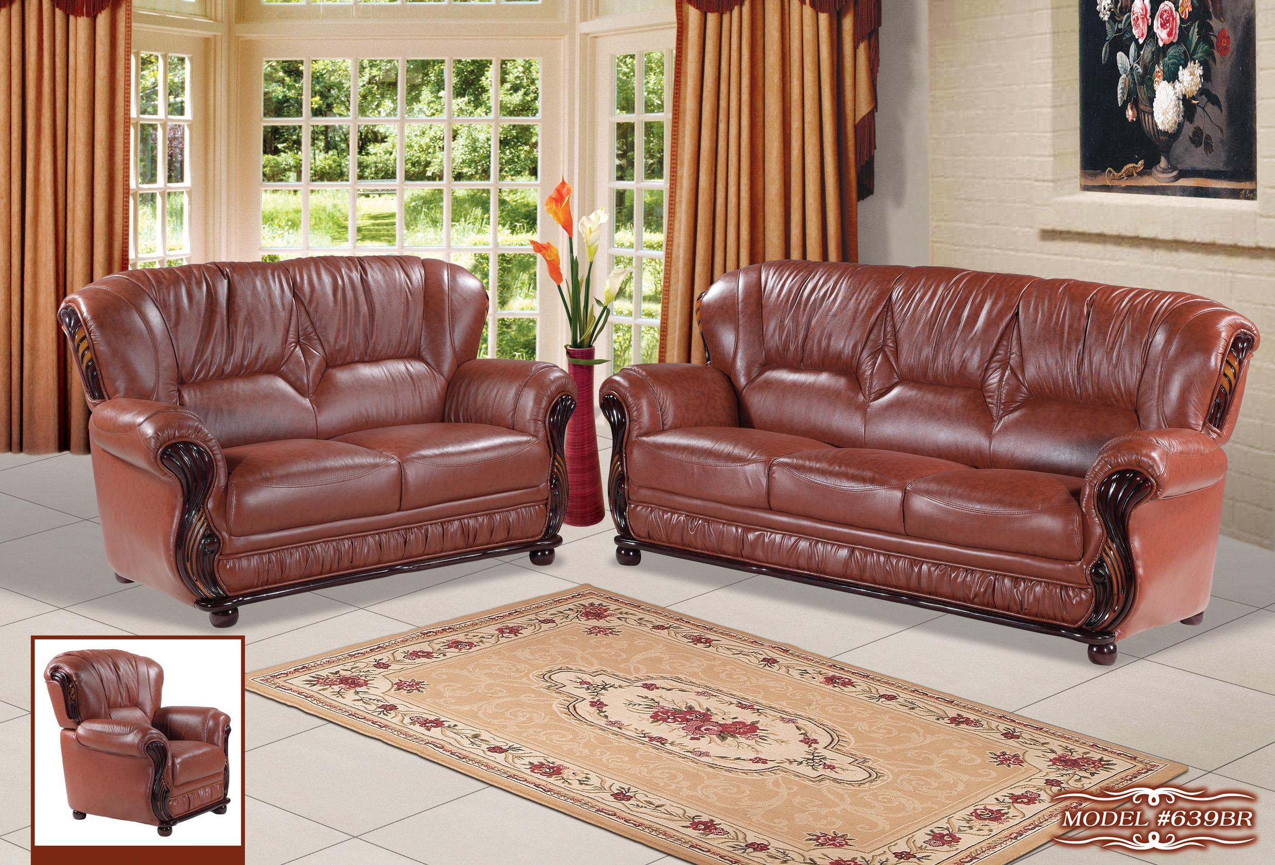 

    
Meridian 639 Mina Brown Bonded Leather Sofa Set 3Pcs Traditional Classic
