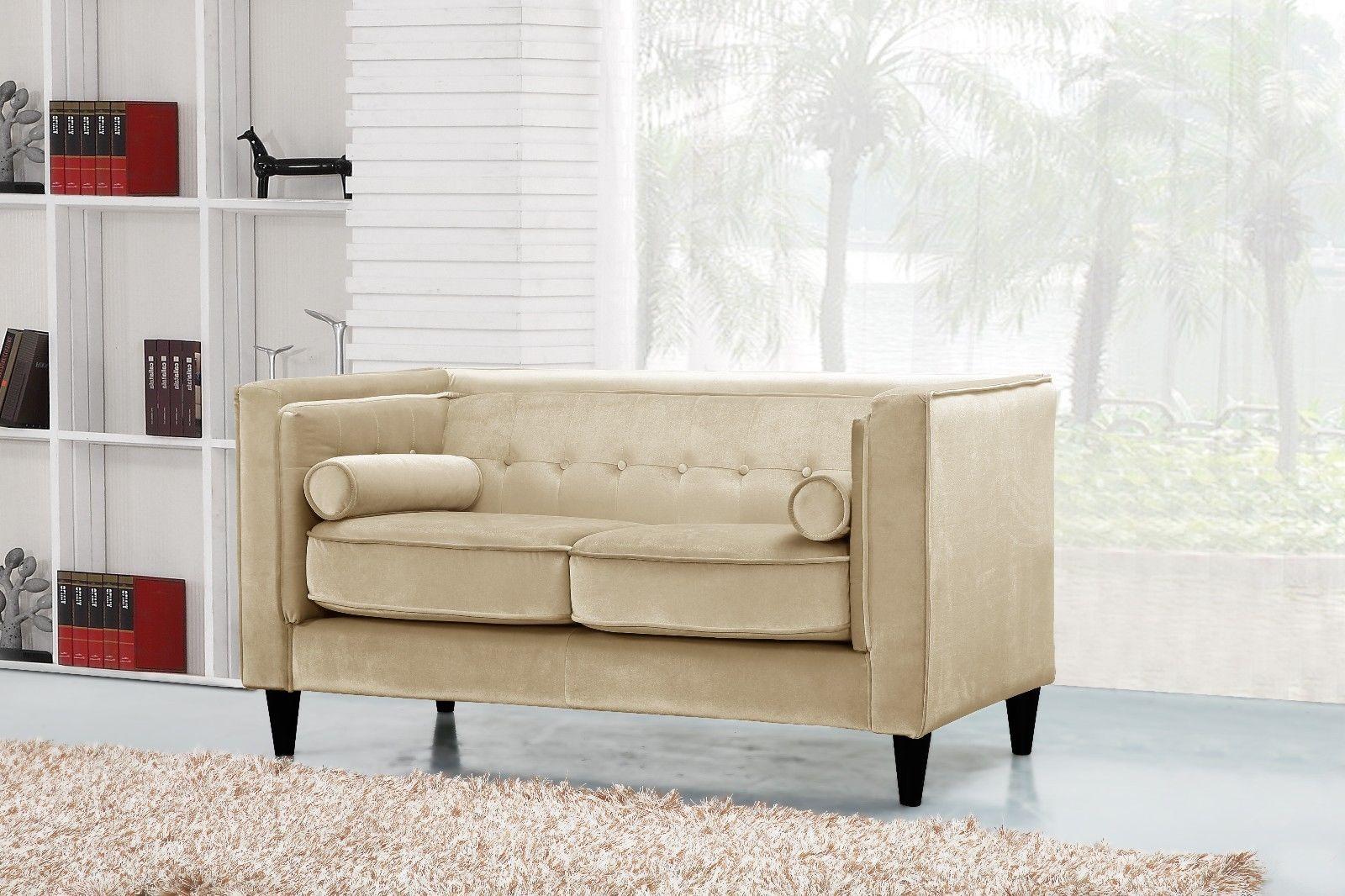 

    
642BE-Set-3 Beige Velvet Sofa Loveseat & Chair Set 3Pcs Modern Meridian Furniture 642 Taylor
