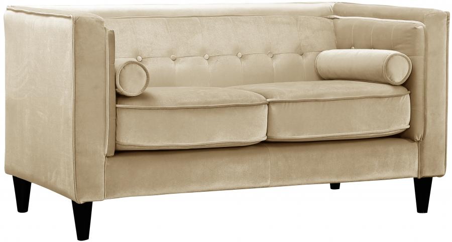 

        
Meridian Furniture 642 Taylor Sofa Loveseat and Chair Set Beige Velvet 00635963990688
