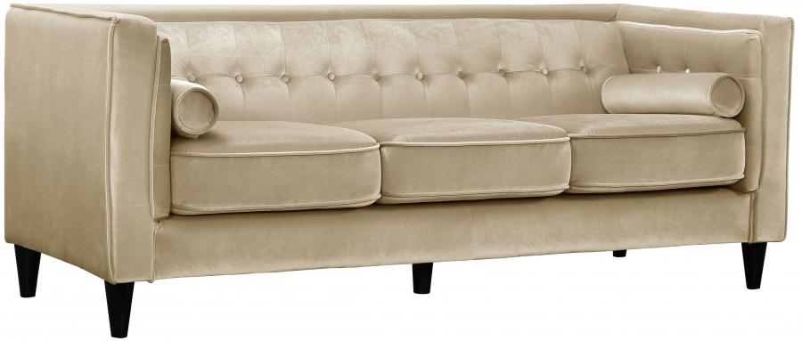 

    
Beige Velvet Sofa Loveseat & Chair Set 3Pcs Modern Meridian Furniture 642 Taylor
