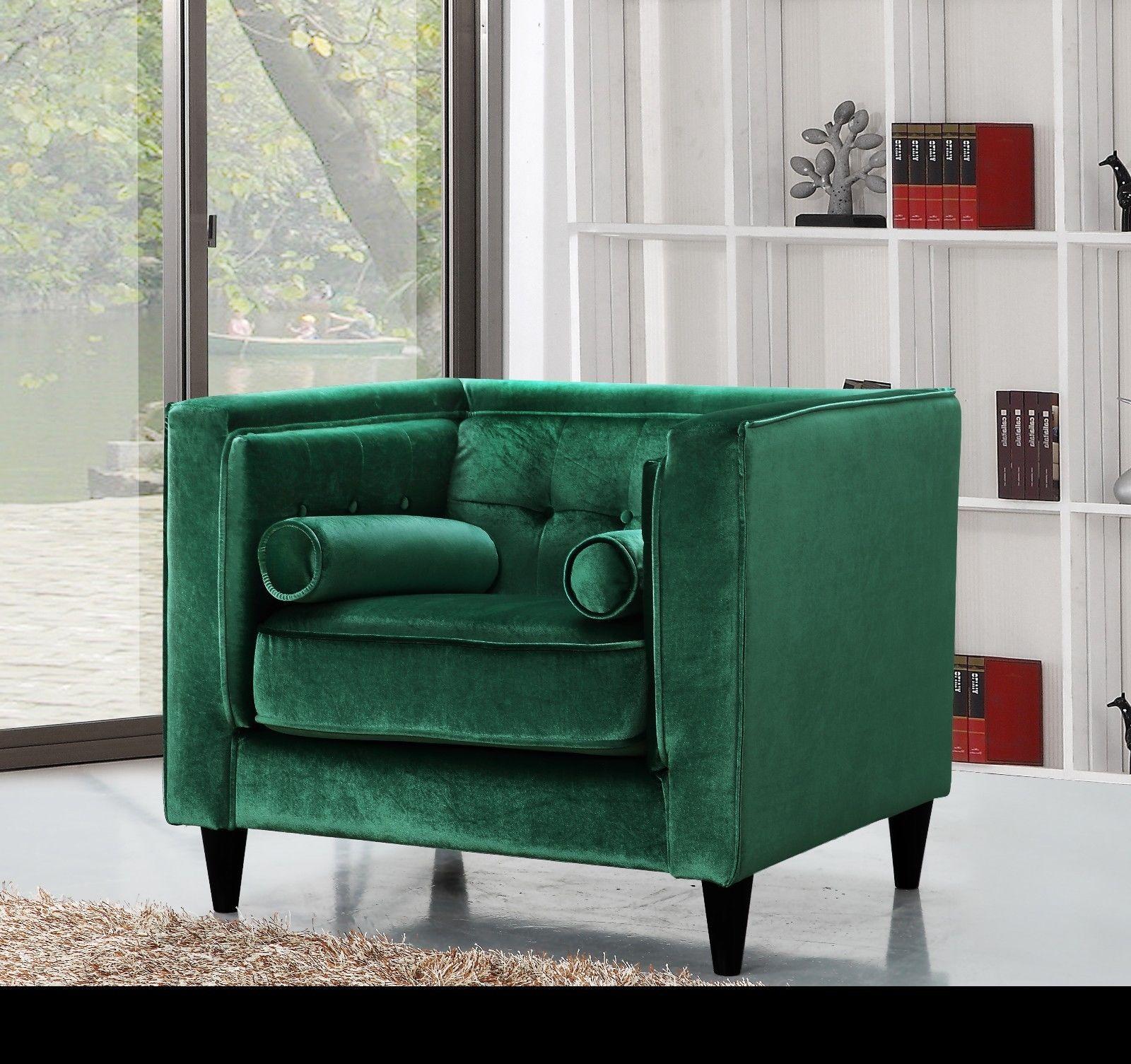 

    
642Green-Set-3 Green Velvet Sofa Loveseat & Chair Set 3Pcs Modern Meridian Furniture 642 Taylor
