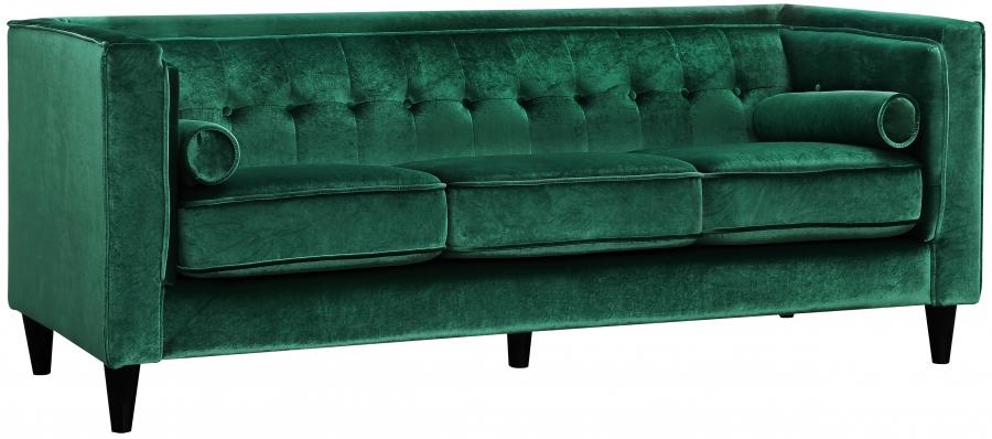 

    
Green Velvet Sofa Loveseat & Chair Set 3Pcs Modern Meridian Furniture 642 Taylor
