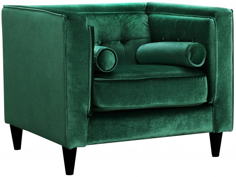 

        
Meridian Furniture 642 Taylor Sofa Loveseat and Chair Set Green Velvet 00635963990749

