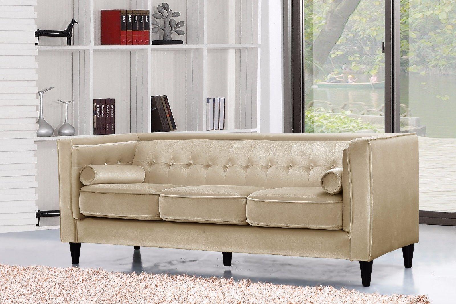 

    
Beige Velvet Sofa Contemporary Meridian Furniture 642 Taylor
