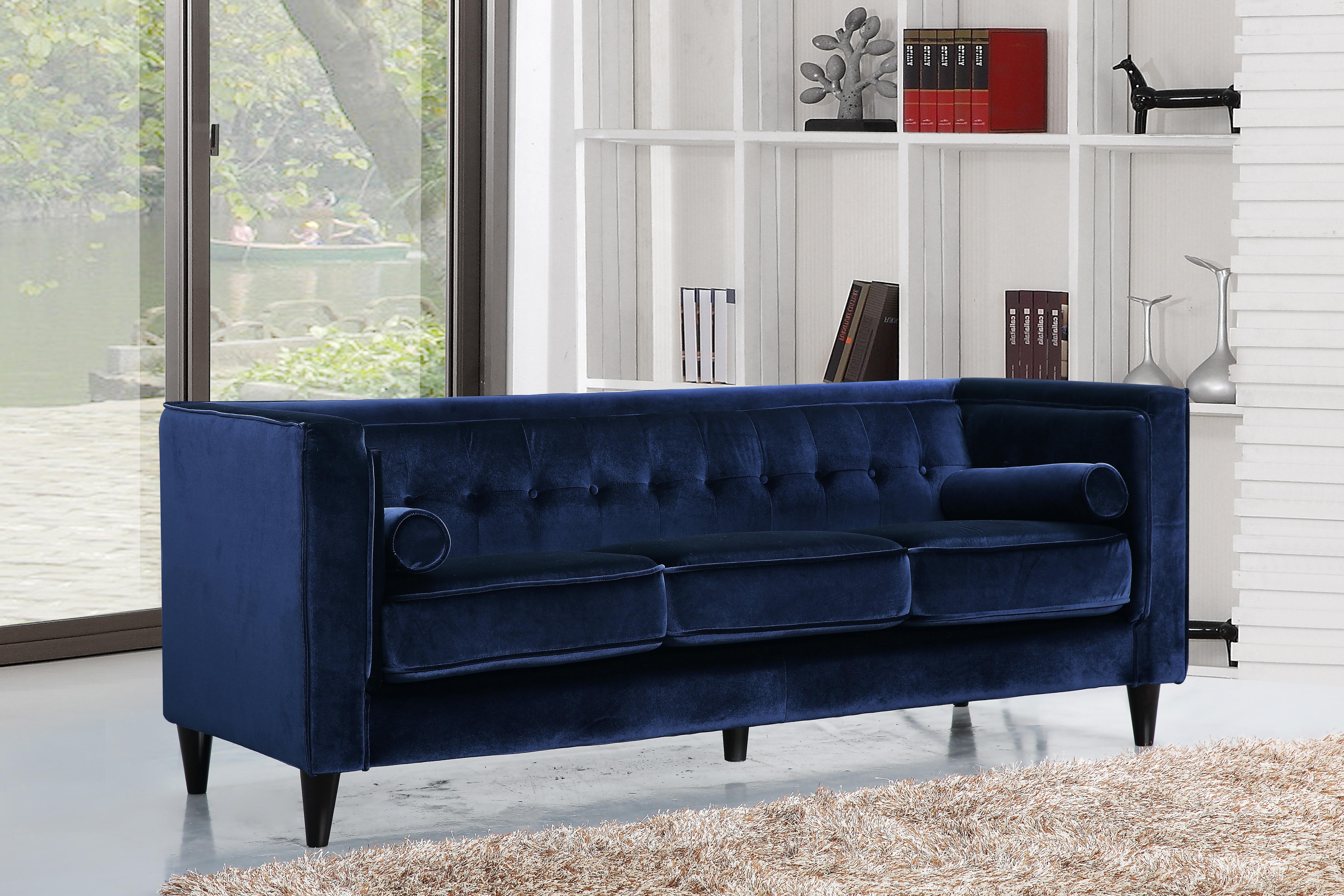 

    
Navy Velvet Sofa Contemporary Meridian Furniture 642 Taylor
