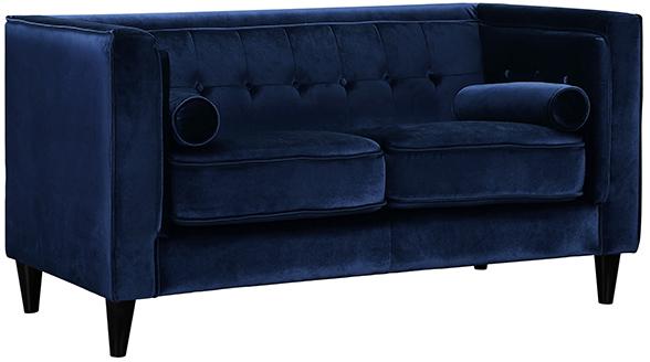 

        
Meridian Furniture 642 Taylor Sofa Loveseat and Chair Set Navy Velvet 00635963990800
