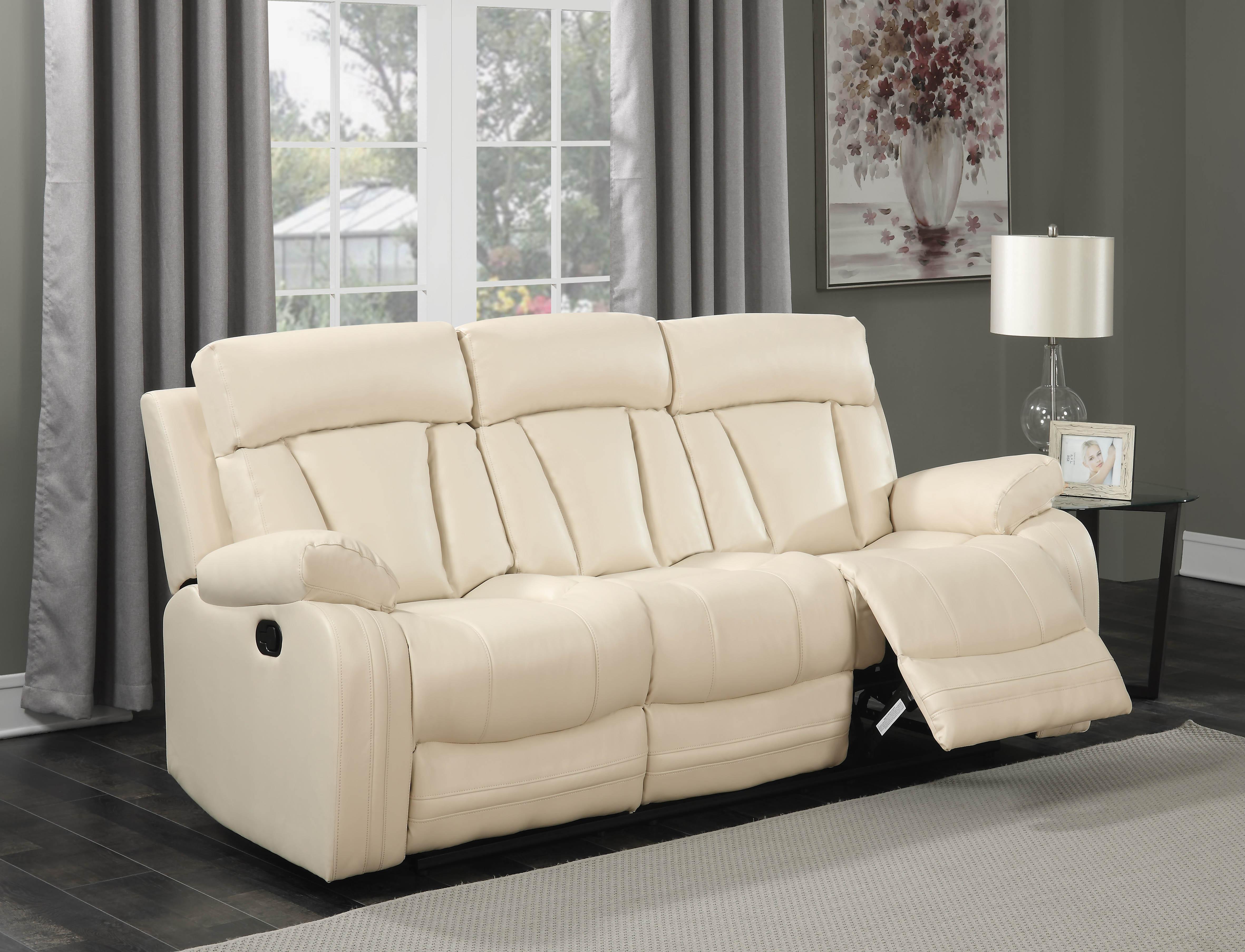 

    
Meridian 645 Avery Beige Bonded Leather Reclining Sofa Contemporary

