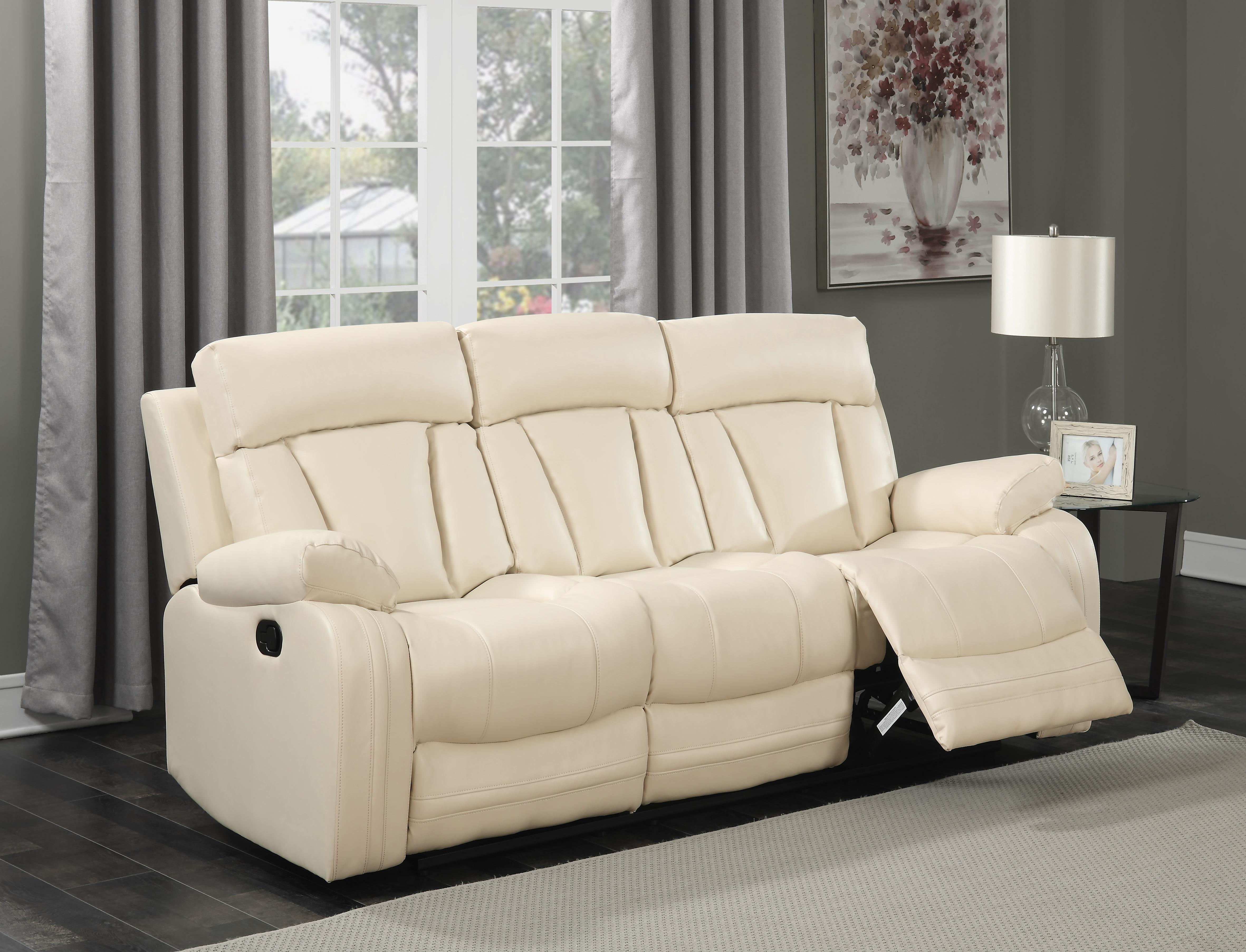 

    
Meridian 645 Avery Beige Bonded Leather Reclining Sofa Set 2Pcs Contemporary
