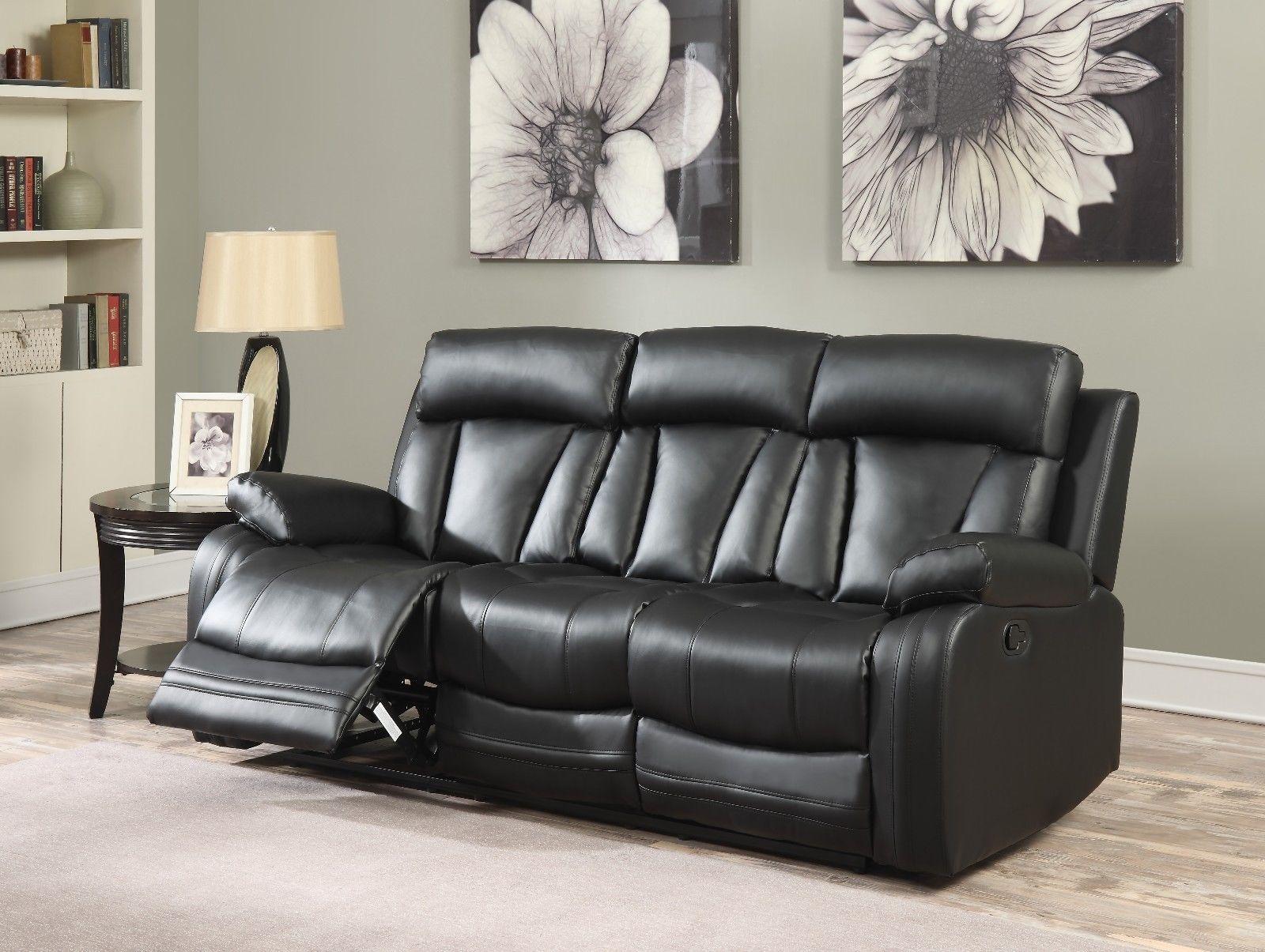 

    
Meridian 645 Avery Black Bonded Leather Reclining Sofa Set 2Pcs Contemporary
