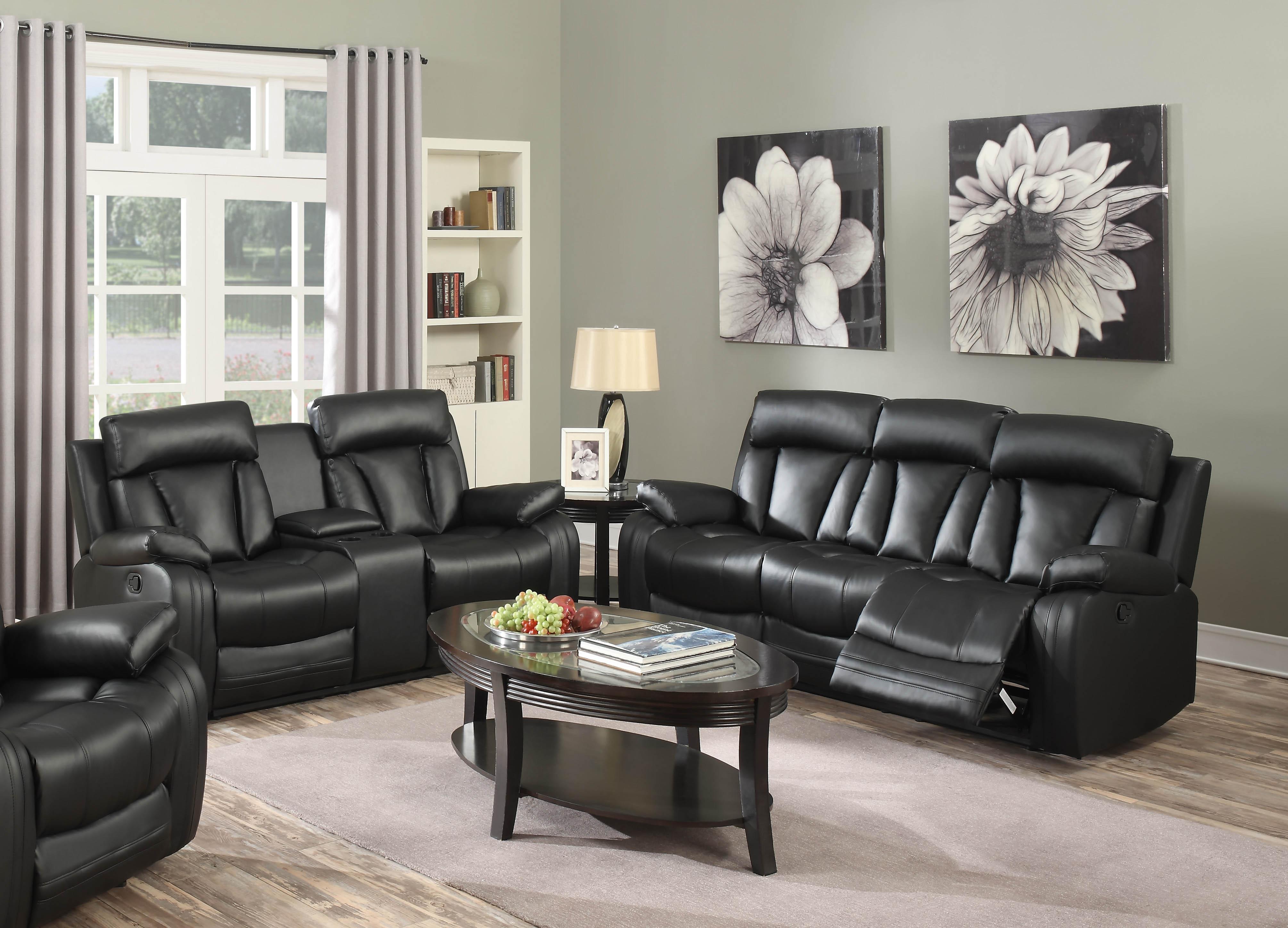 

    
Meridian 645 Avery Black Bonded Leather Reclining Sofa Set 2Pcs Contemporary
