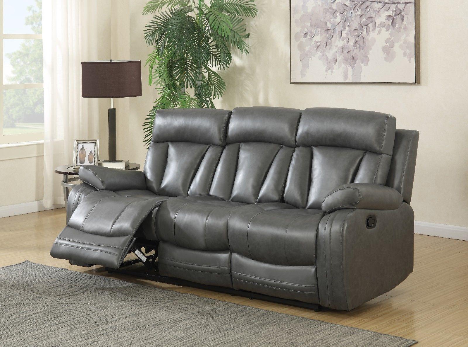 

    
Meridian 645 Avery Grey Bonded Leather Reclining Sofa Set 2Pcs Contemporary

