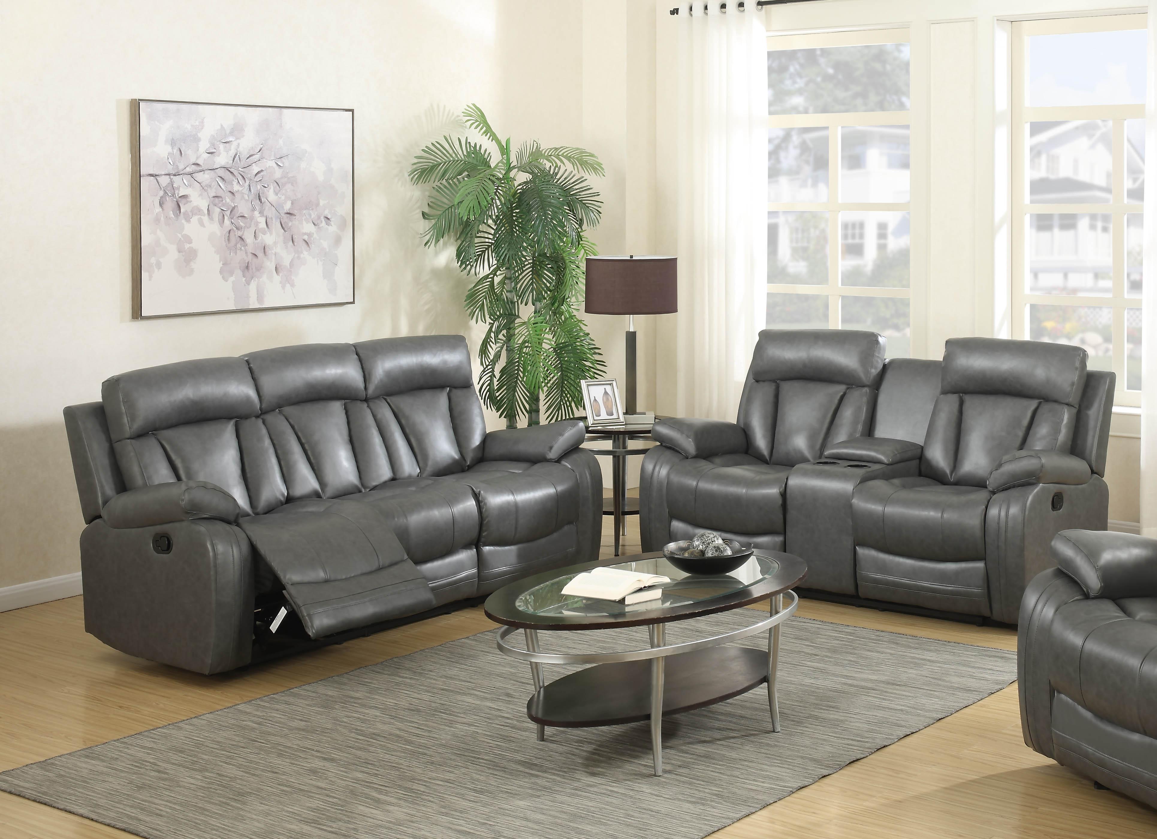 

    
Meridian 645 Avery Grey Bonded Leather Reclining Sofa Set 2Pcs Contemporary
