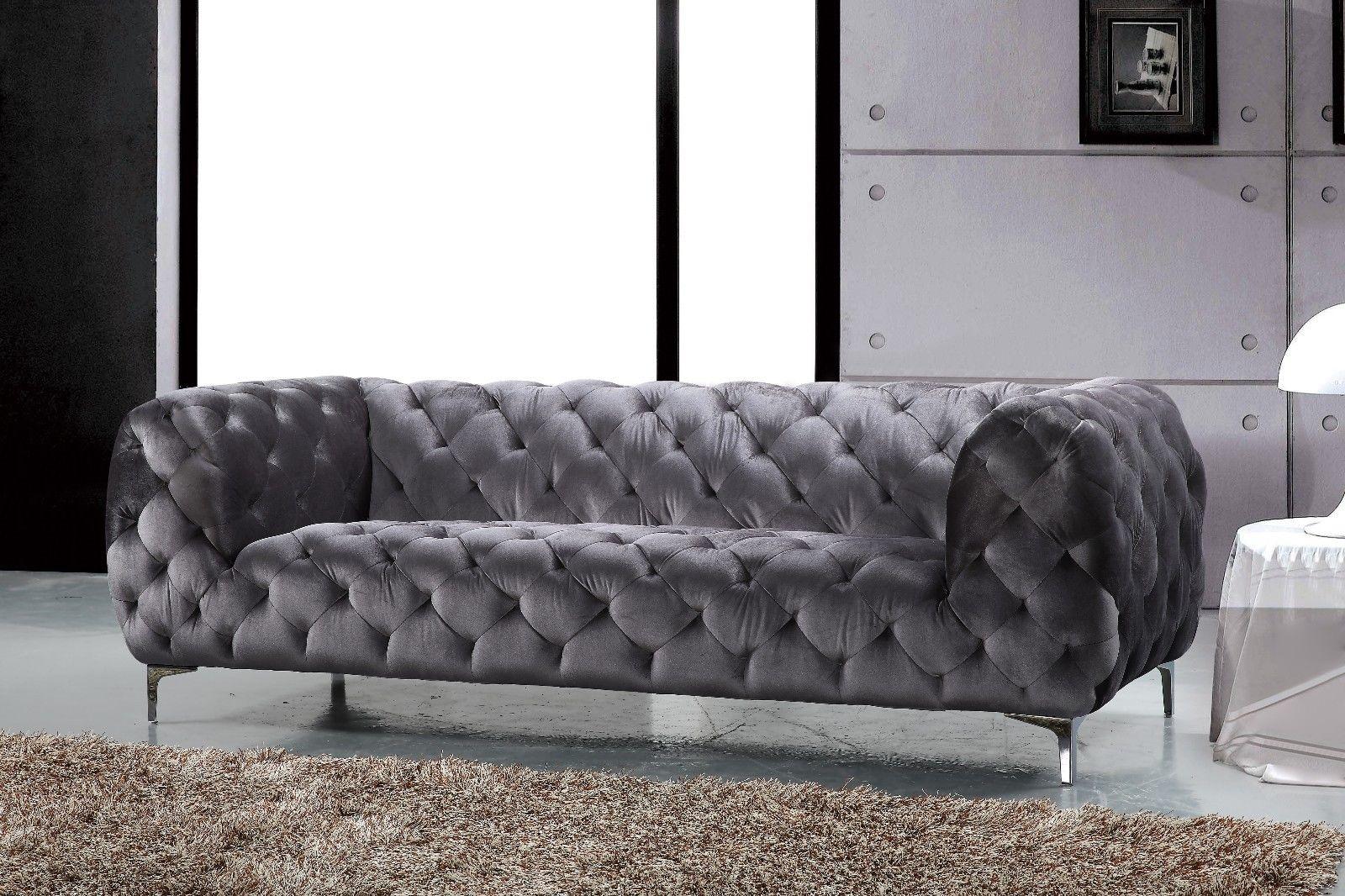 

    
Grey Velvet Tufted Sofa Mercer 646GRY-S Meridian Modern Contemporary
