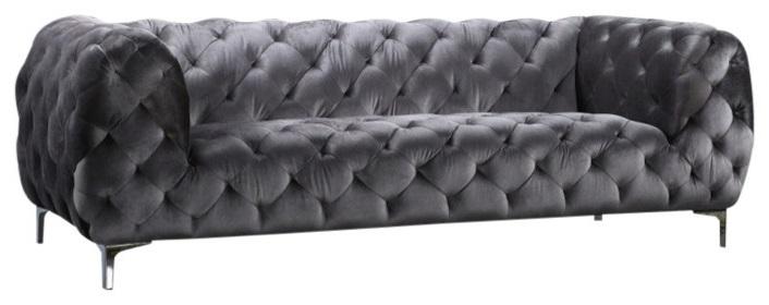 

    
Grey Velvet Tufted Sofa Set 3Pcs Mercer 646GRY-S Meridian Contemporary
