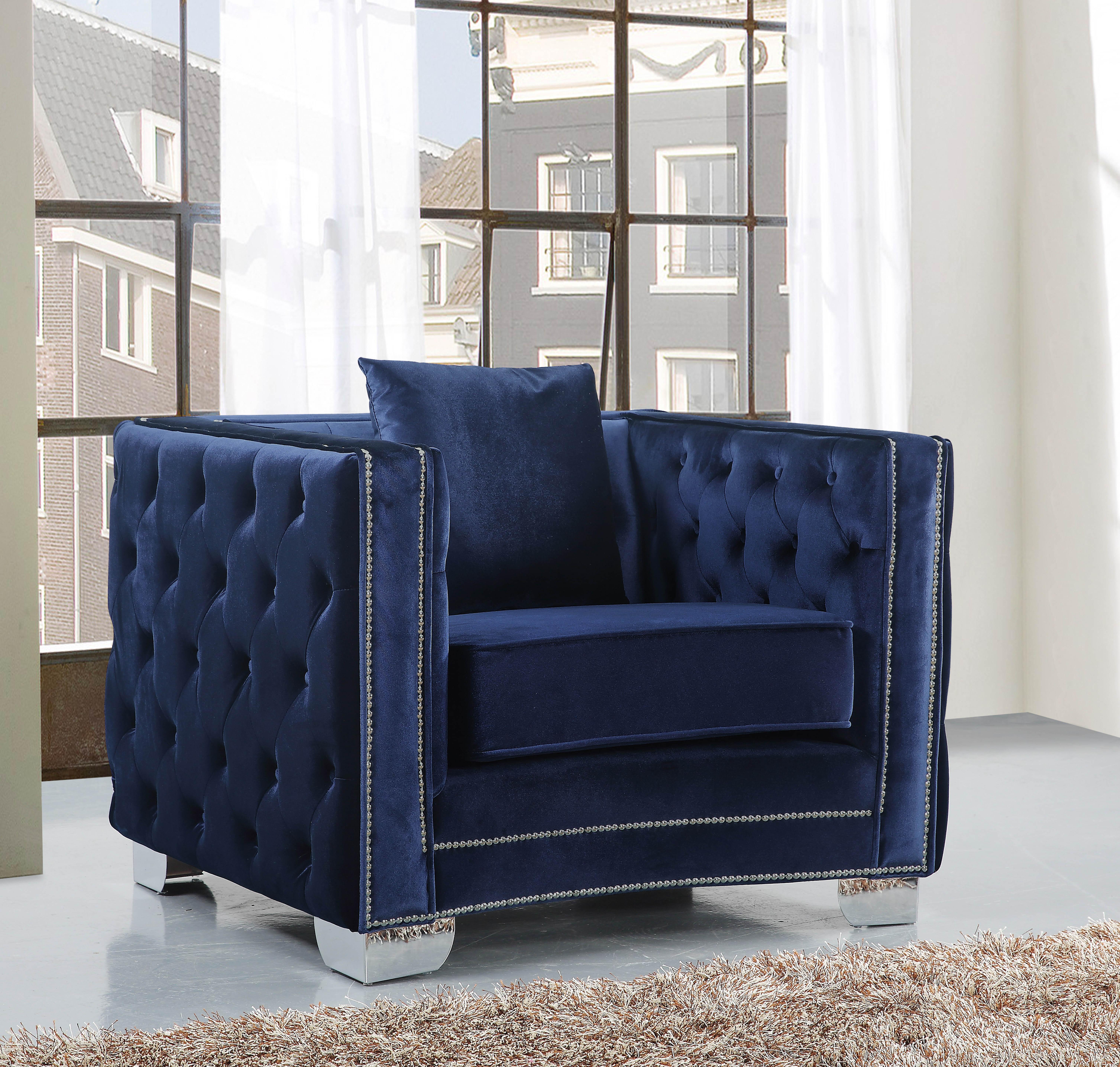 

                    
Meridian Furniture 648 Reese Navy Sofa Loveseat and Chair Set Navy Velvet Purchase 
