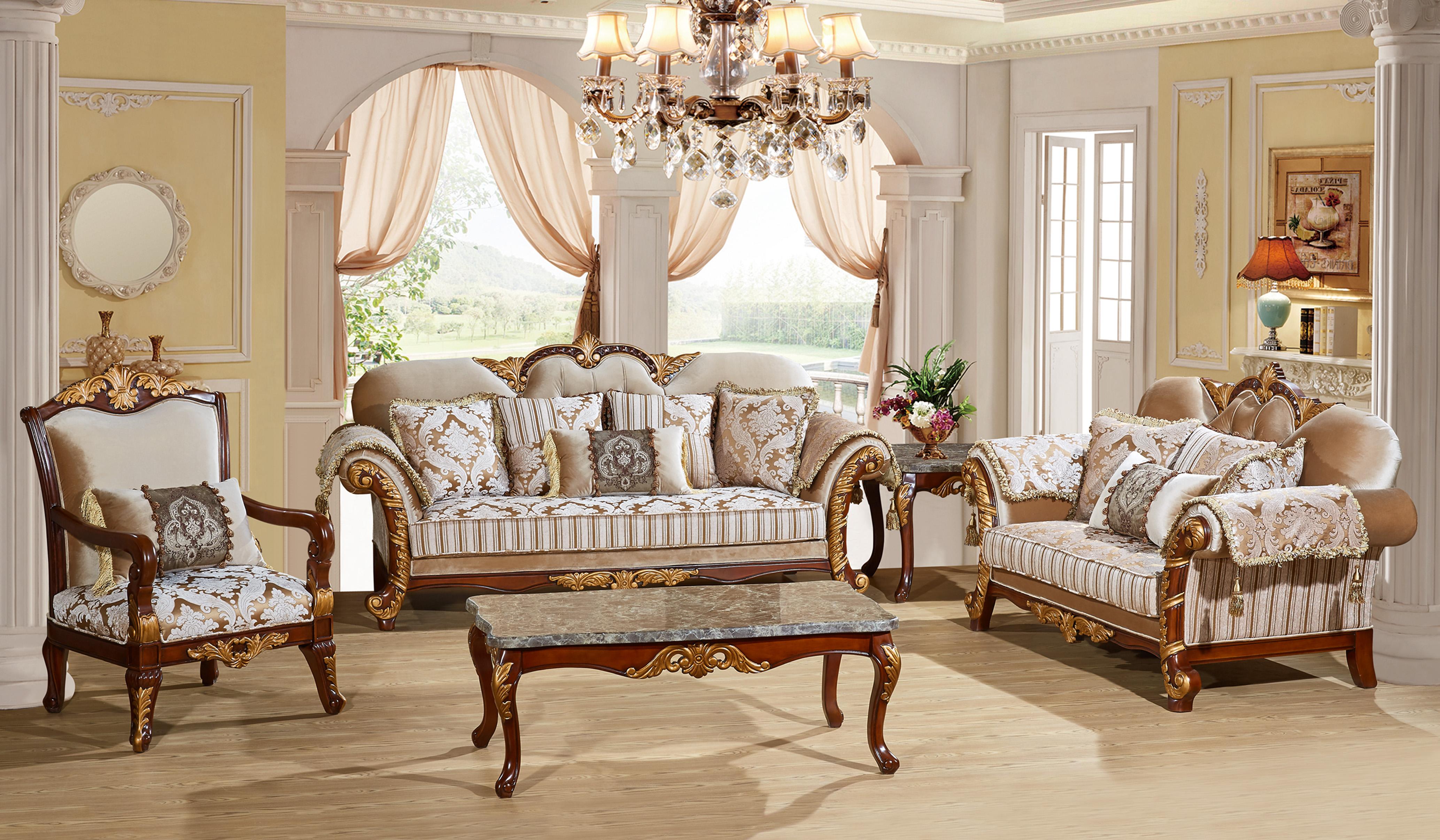 

    
Meridian 651 Camelia Cream w/Gold Living Room Set 3Pcs Carved Wood Traditional

