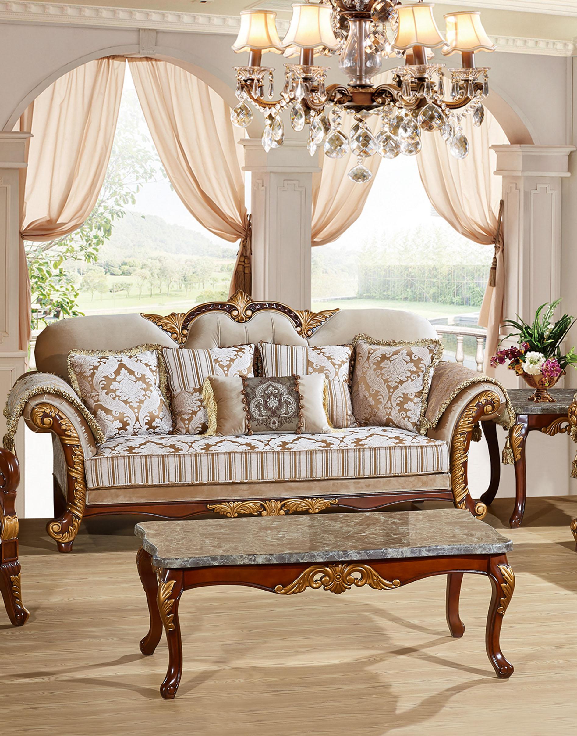 

    
Meridian 651 Camelia Cream w/Gold Living Room Sofa Carved Wood Traditional
