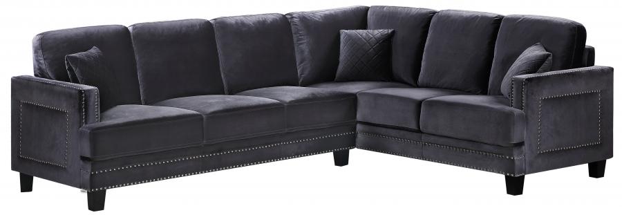 

    
Grey Velvet Upholstery Sectional Sofa LAF Meridian Furniture 655 Ferrara
