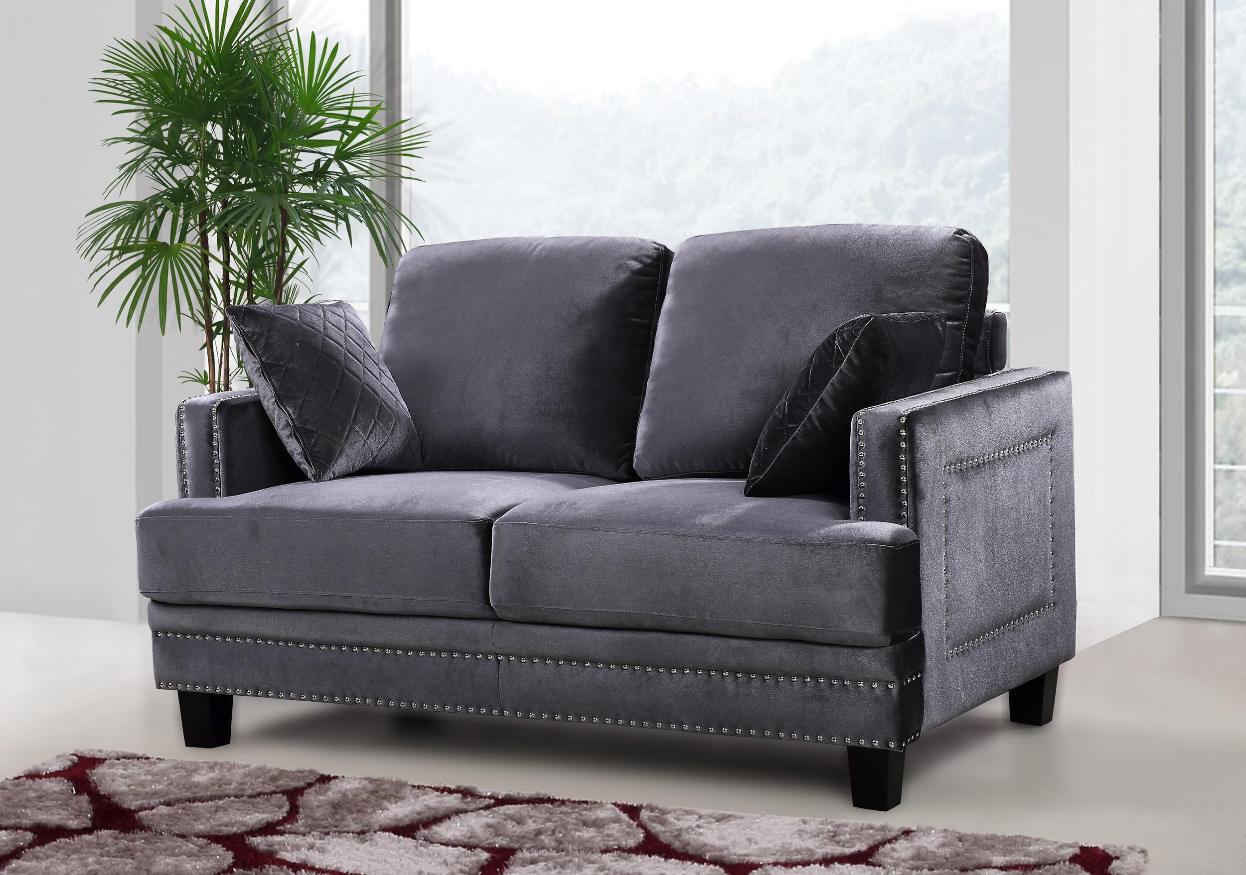 

        
Meridian Furniture 655 Ferrara Sofa Loveseat Gray Velvet 00635963989798
