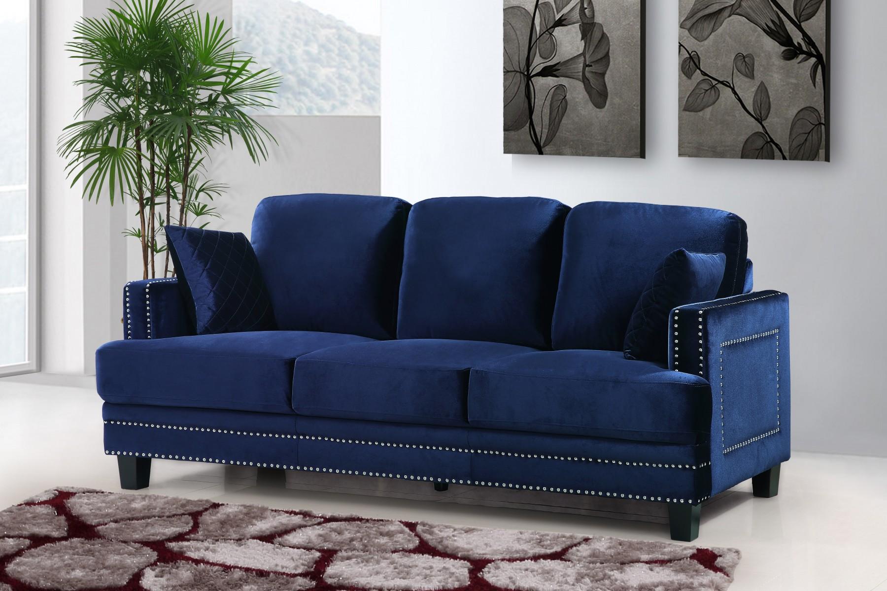 

    
Meridian Furniture 655 Ferrara Sofa & Loveseat Set 2 Pcs in Navy Velvet  Modern
