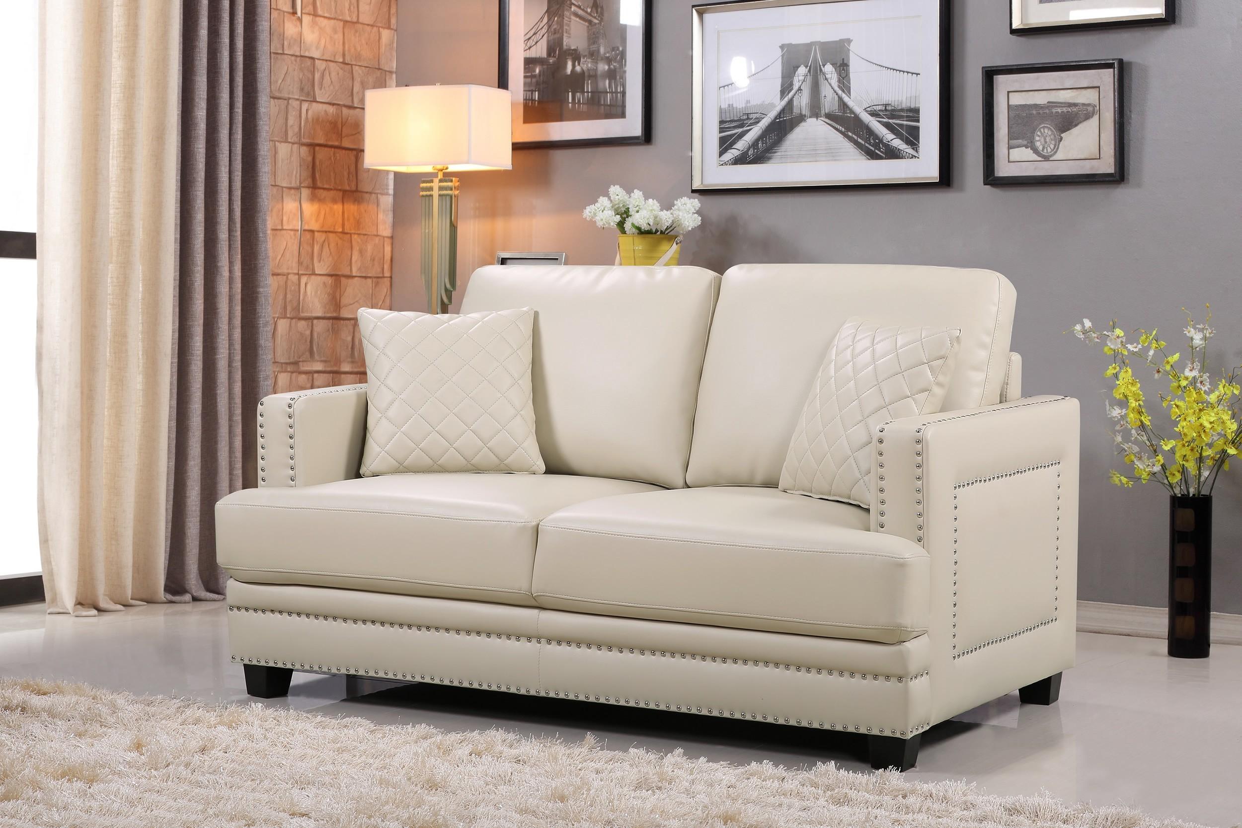 

                    
Meridian Furniture Ferrara Sofa Loveseat and Chair Set Beige Bonded Leather Purchase 
