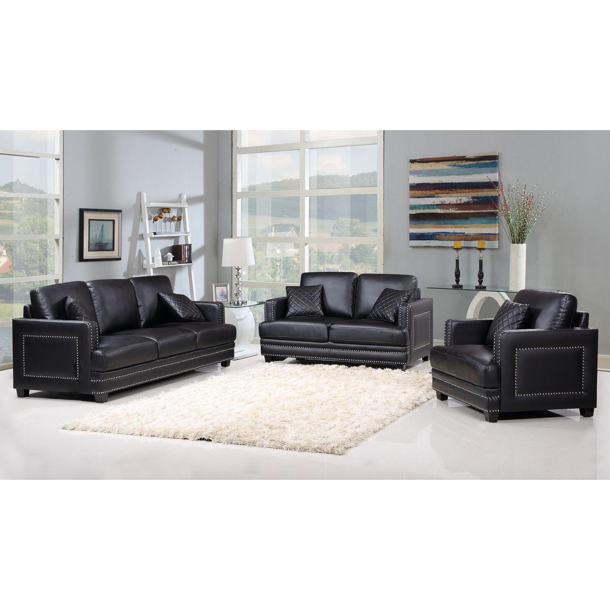 

    
Meridian Furniture 655 Ferrara Sofa Loveseat & Chair 3Pc in Black Bonded Leather
