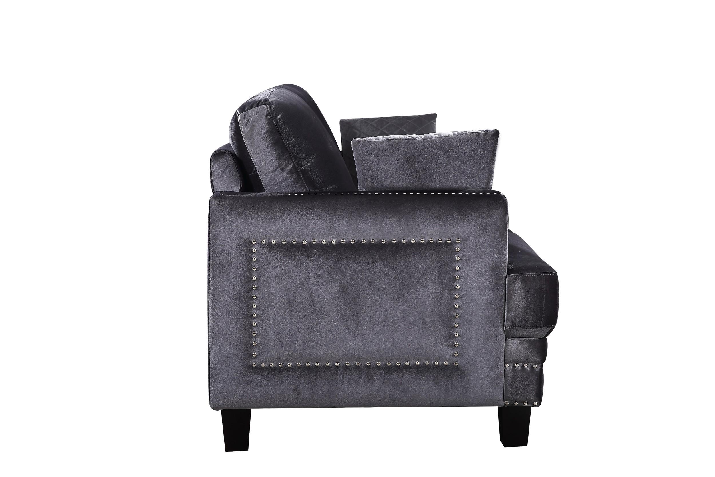 

    
655GRY- Set-3 Meridian 655 Ferrara Sofa Loveseat & Chair Set 3Pcs in Grey Velvet Contemporary

