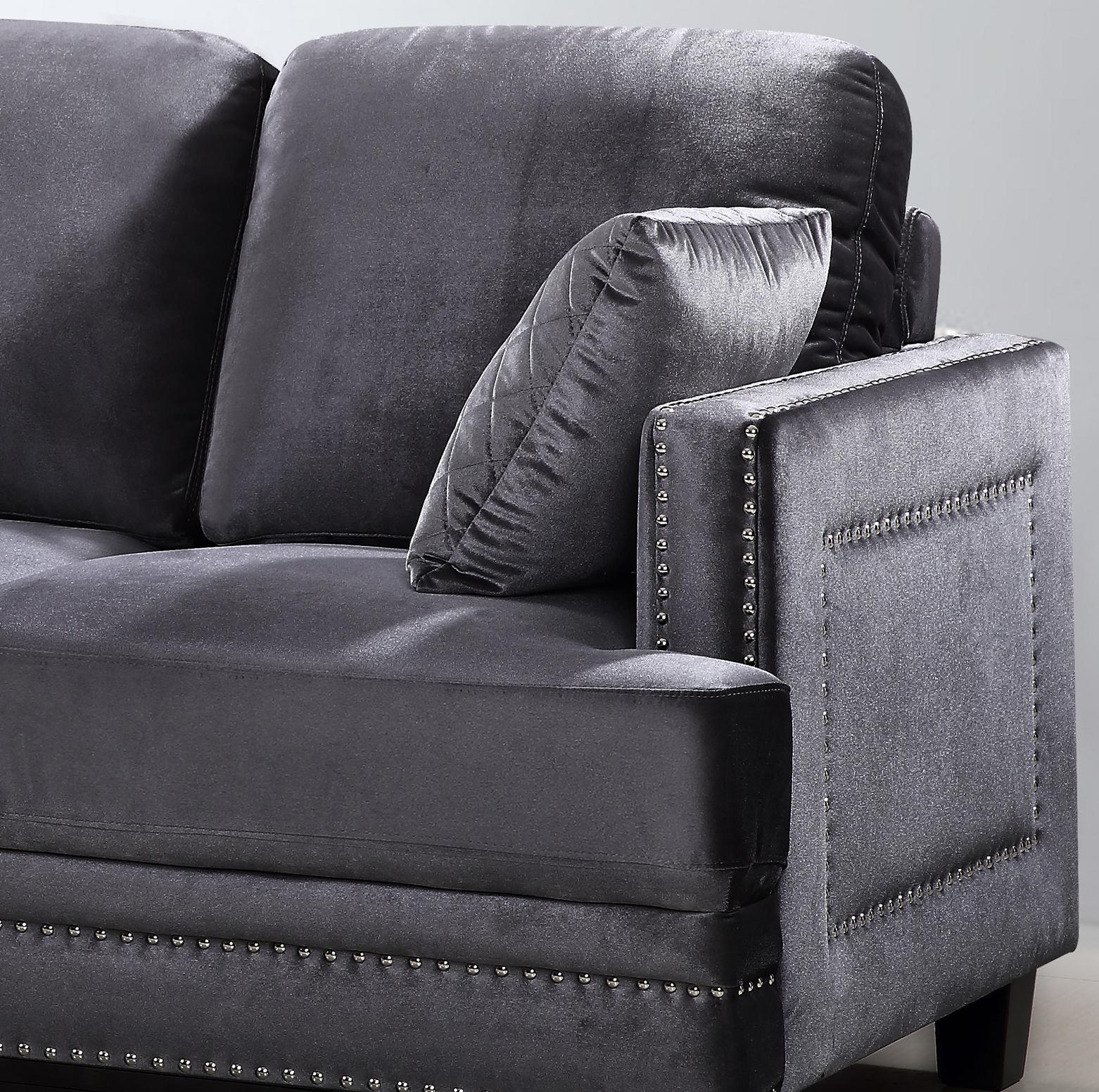 

    
 Order  Meridian 655 Ferrara Sofa Loveseat & Chair Set 3Pcs in Grey Velvet Contemporary
