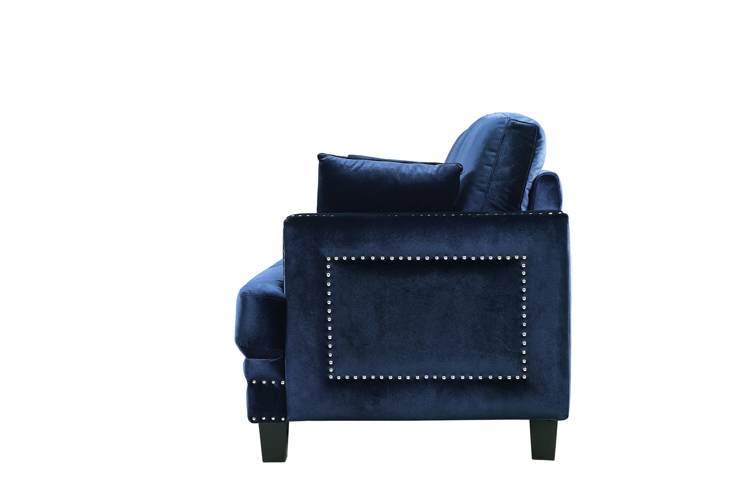 

    
 Order  Meridian 655 Ferrara Sofa Loveseat & Chair Set 3Pcs in Navy Velvet Contemporary

