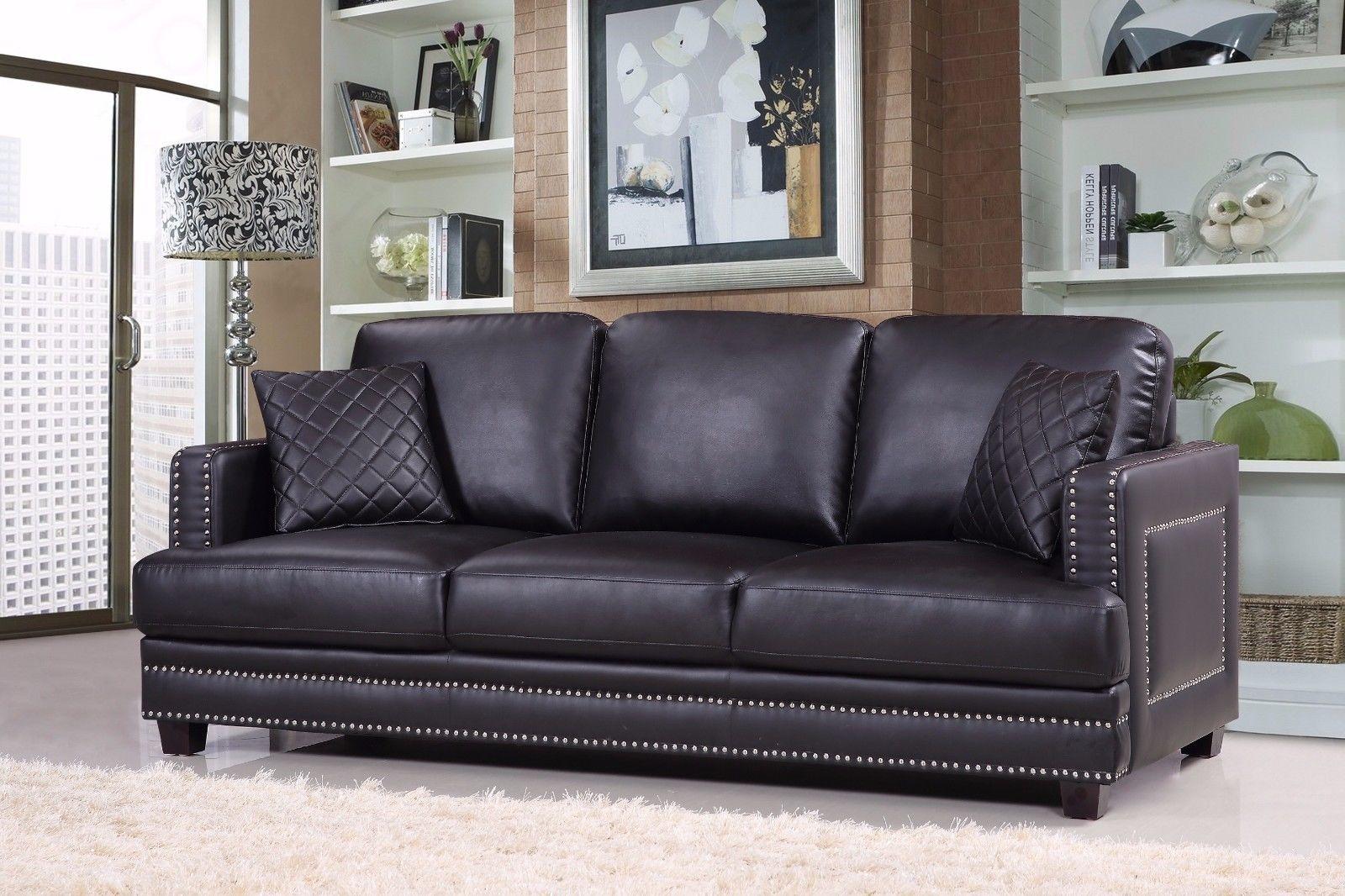 

    
Sofa in Black Bonded Leather Contemporary Meridian Furniture 655 Ferrara
