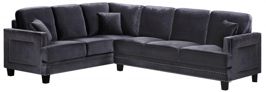 

    
Grey Velvet Upholstery Sectional Sofa RAF Meridian Furniture 655 Ferrara
