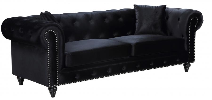 

    
Black Linen Tufted Sofa Set 2Pcs Chesterfield 662BL-S Meridian Modern

